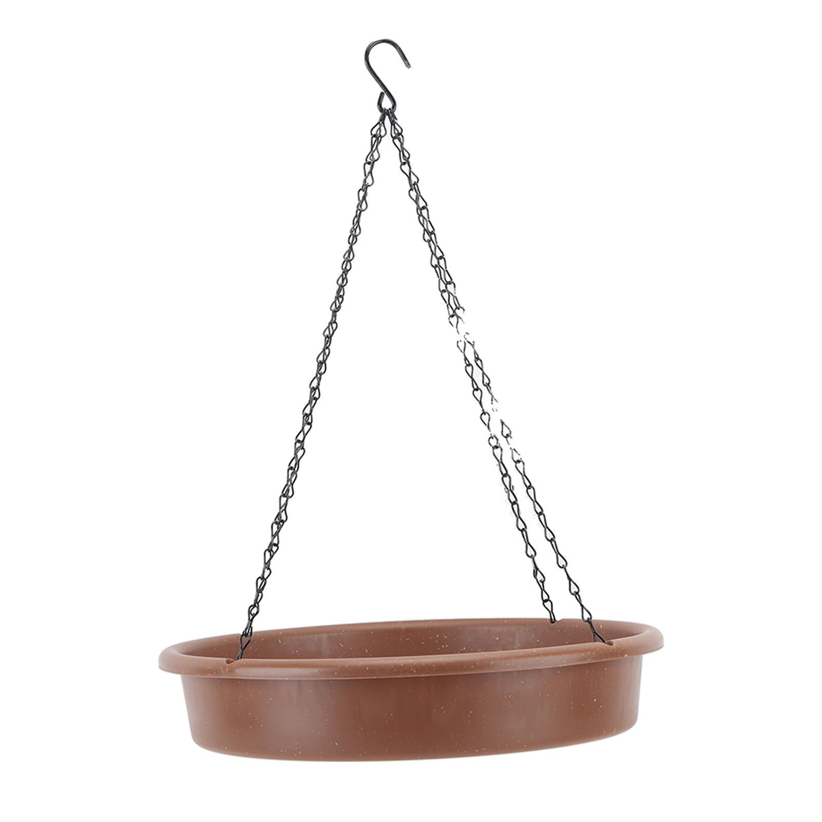Bird Bath Hanging Bird Feeder Round Plastic Hanging Bird Feeder Tray Outdoor Bird Bath Tray Brown - Image 6
