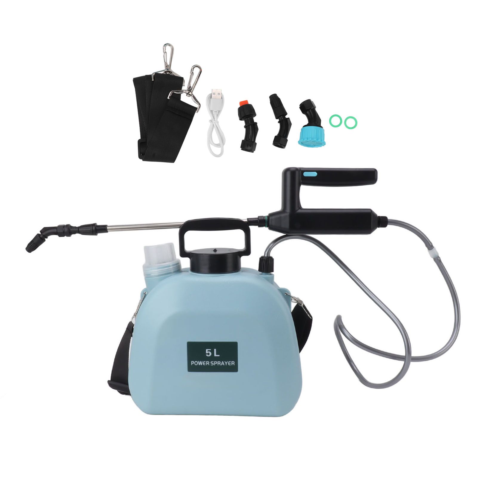Electric Sprayer Battery Powered Widen Slip Resistant Handle Backpack Weed Sprayer for Plants Flowers Agricultural 5L Blue - Image 1