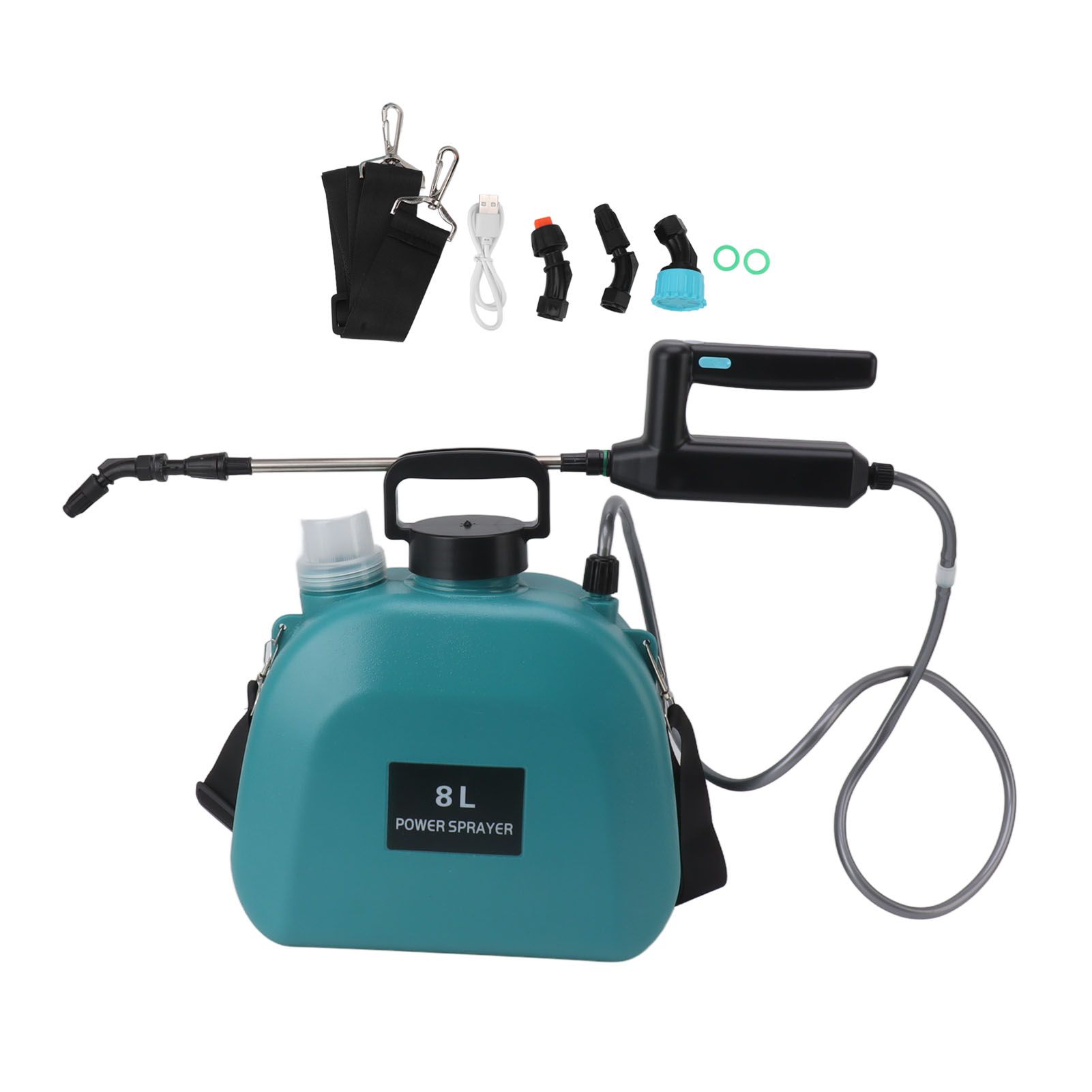 8L Electric Sprayer Slip Resistant Handle 2000mAh Battery Powered Sprayer with Shoulder Strap for Household Green - Image 1
