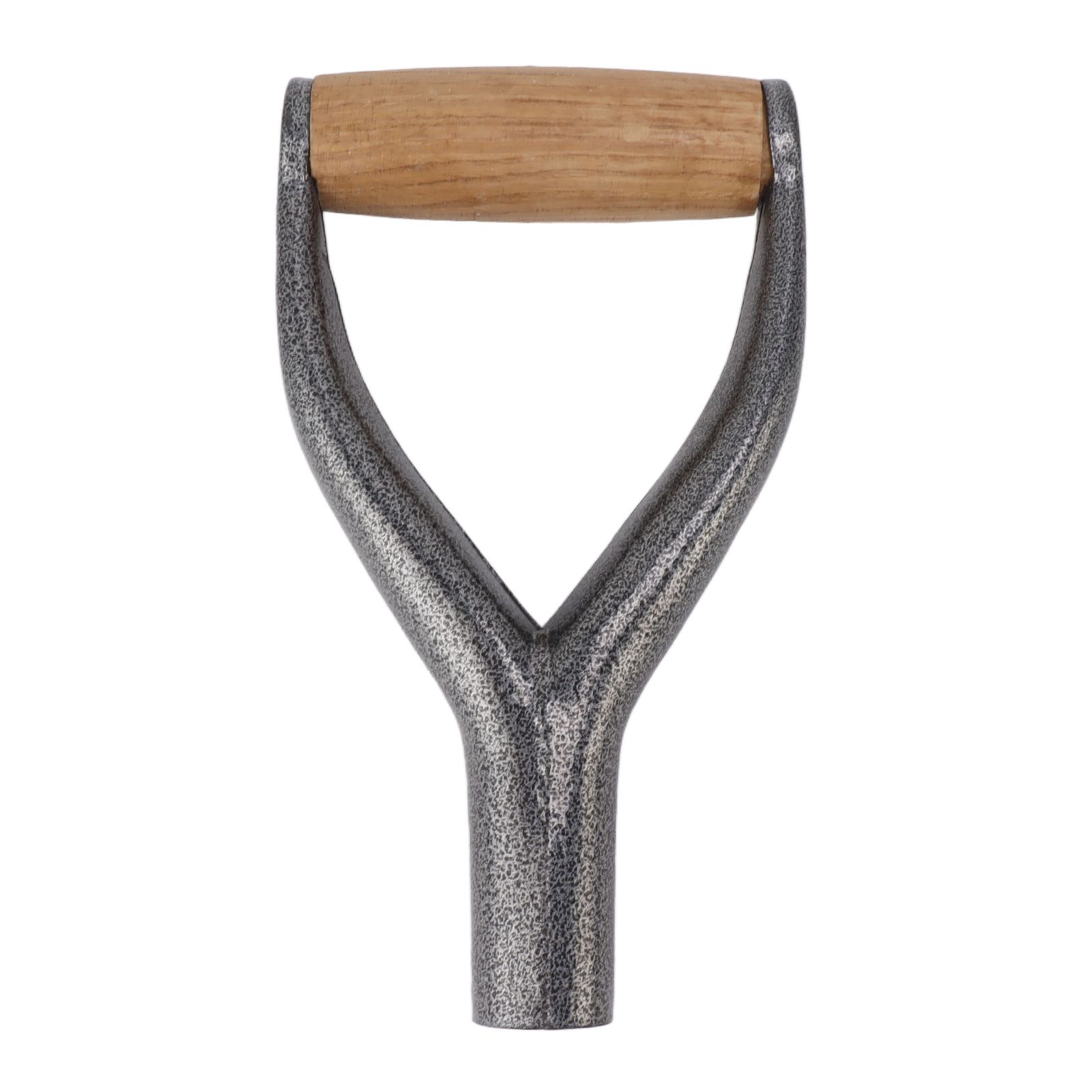 Shovel Handle Y Shaped 12.22in Inside Diameter Replacement Spade Handle with Wooden Grip for Garden Digging Raking Tool Silver - Image 1