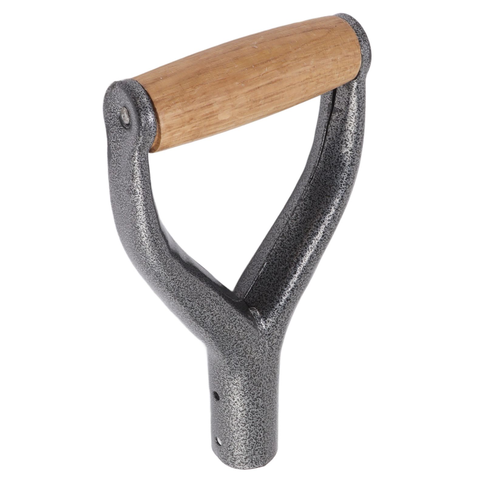 Shovel Handle Y Shaped 12.22in Inside Diameter Replacement Spade Handle with Wooden Grip for Garden Digging Raking Tool Silver - Image 2