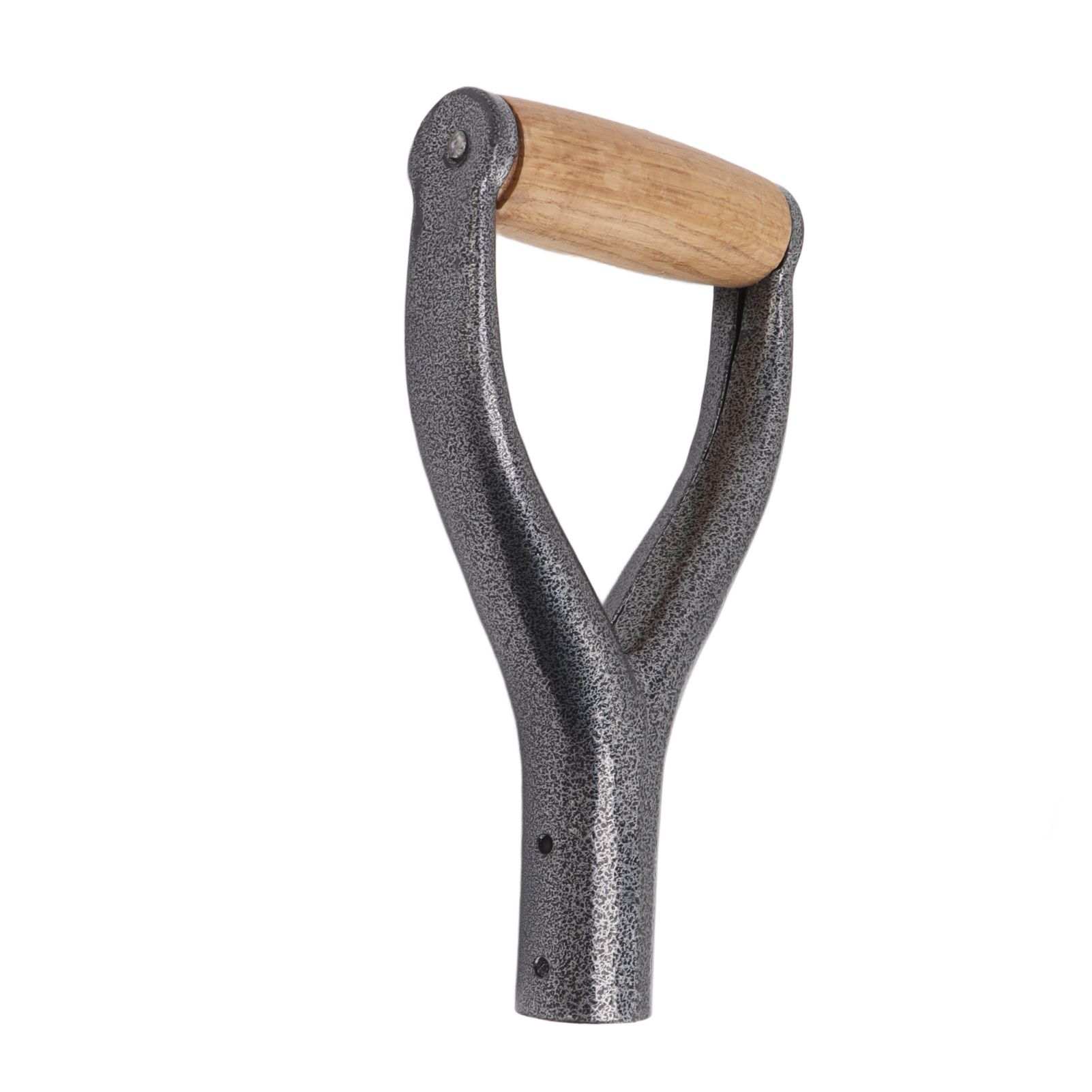 Shovel Handle Y Shaped 12.22in Inside Diameter Replacement Spade Handle with Wooden Grip for Garden Digging Raking Tool Silver - Image 4