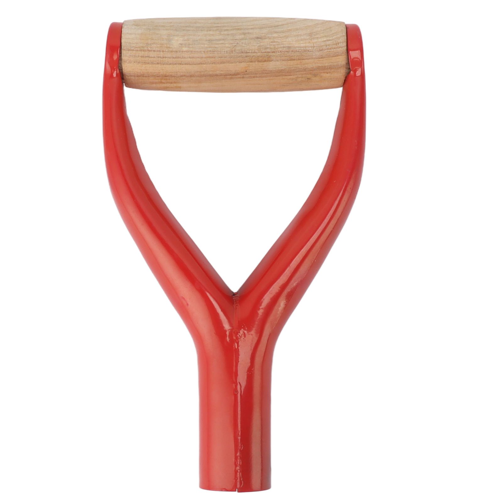 Shovel Handle Y Shaped 12.22in Inside Diameter Replacement Spade Handle with Wooden Grip for Garden Digging Raking Tool Red - Image 1