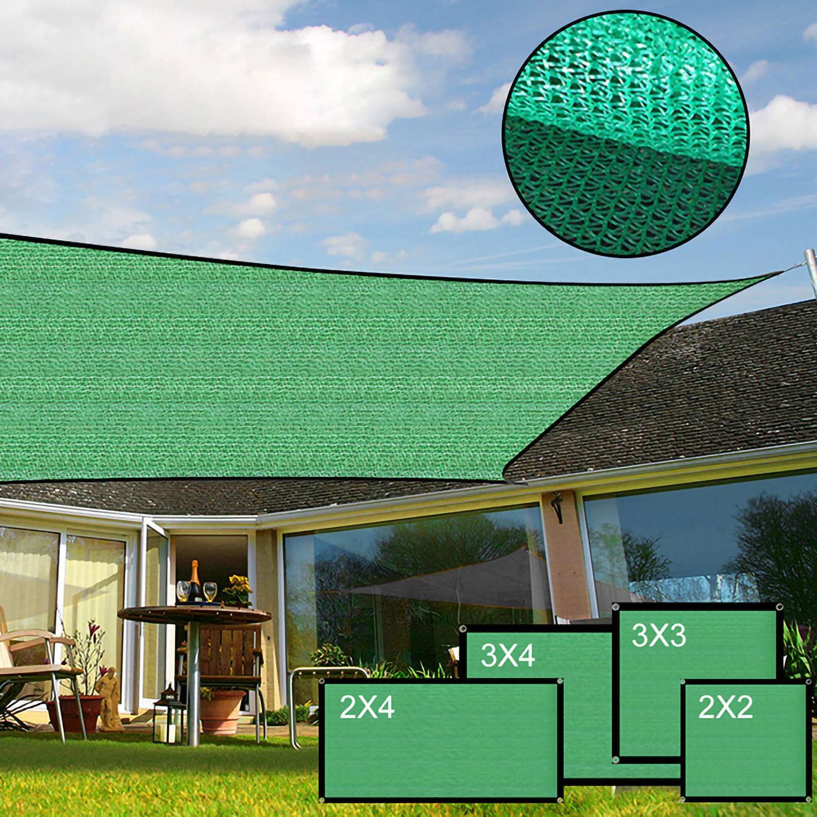 Square Geen Sun Shade Sail Canopy Awning Encrypted Thickened Breathable Sun Shade Sail for Outdoor Courtyard 2x2m 14 Pin - Image 8