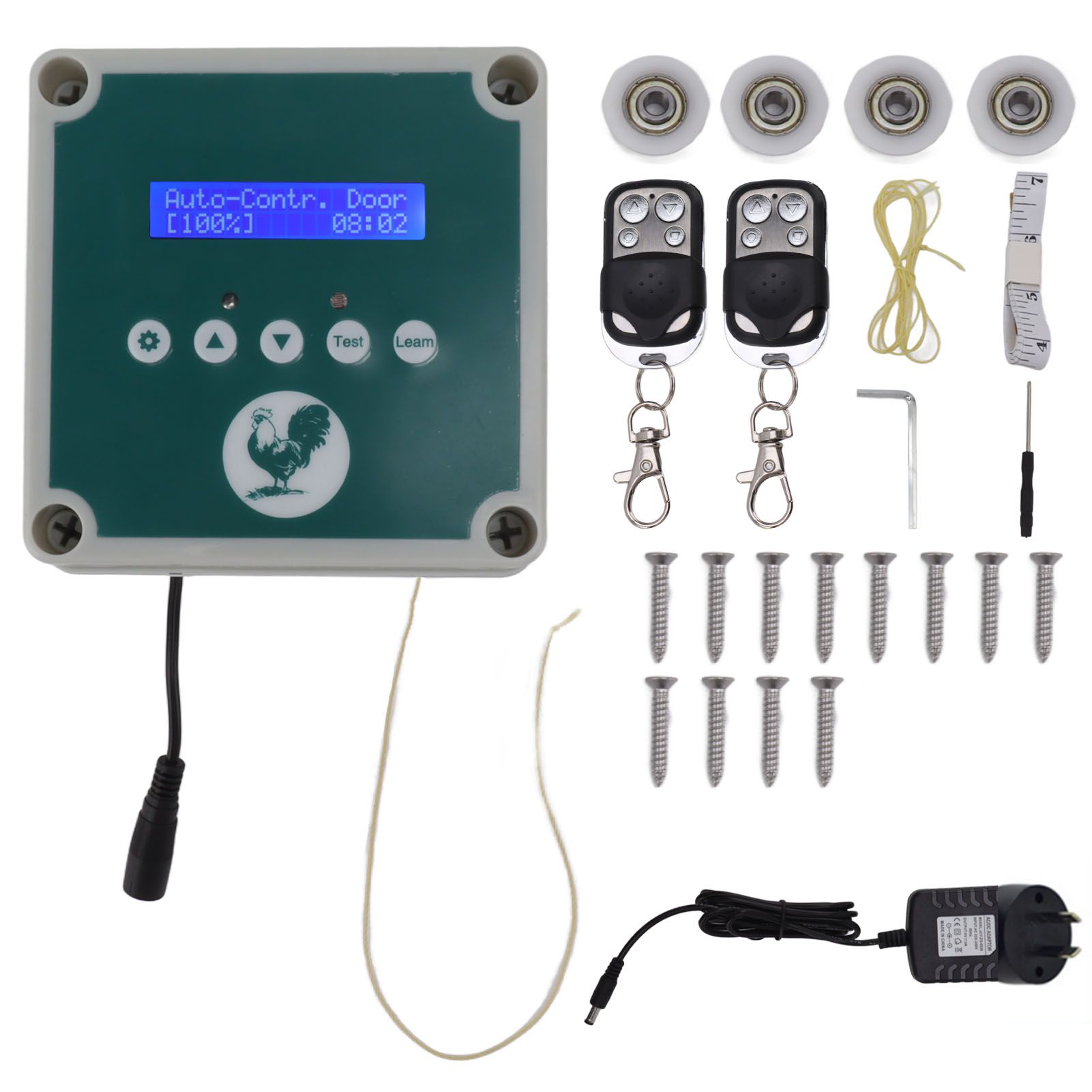Automatic Chicken Coop Door Controller IP44 Cage Opener Remote Control Poultry House Door Actuator Motor Kit with Timer Light Sensor 100 to 240V AU Plug - Image 1
