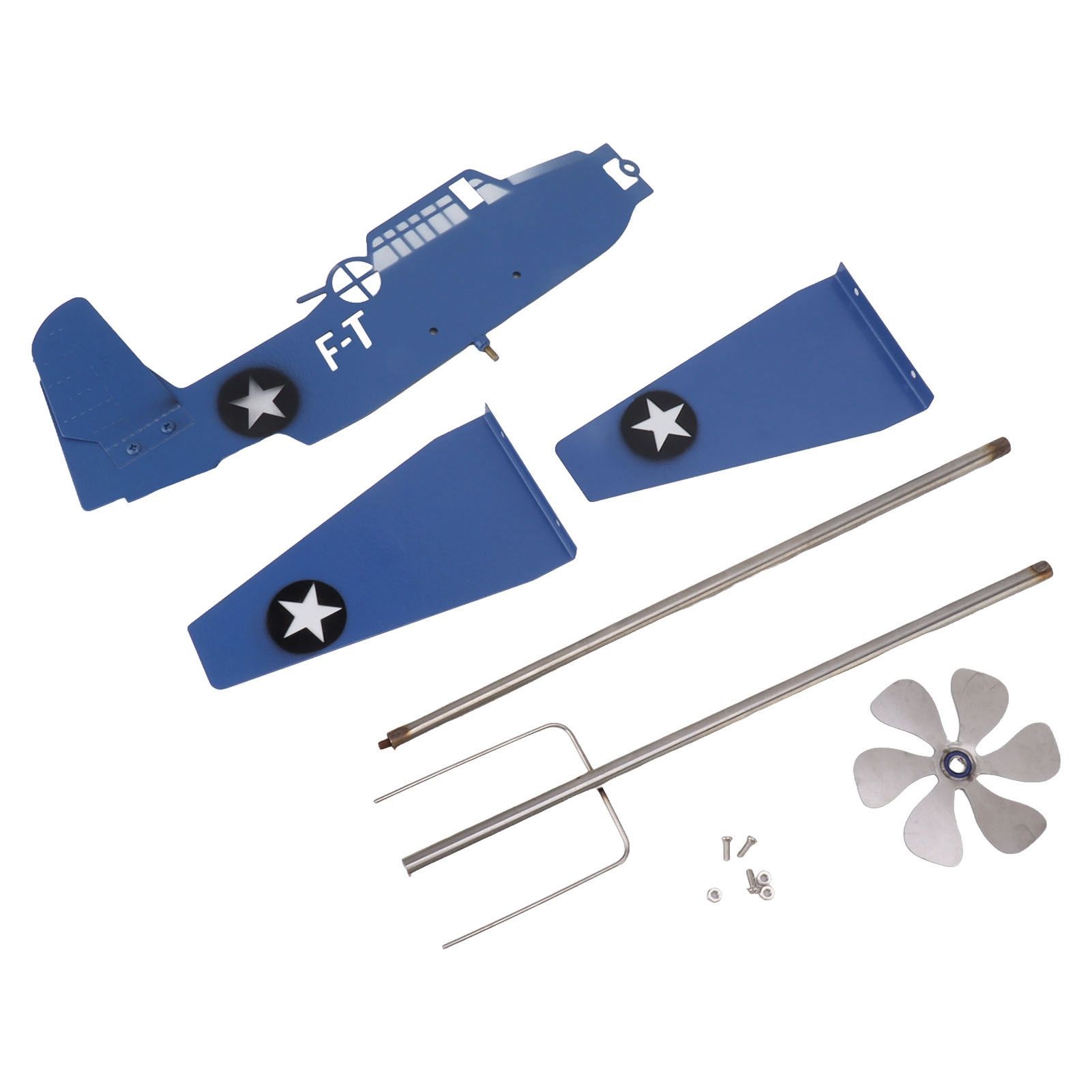 Airplane Weather Vane Iron Stainless Steel Outdoor Wind Spinner Windmill for Garden Patio Lawn Yard Blue - Image 1