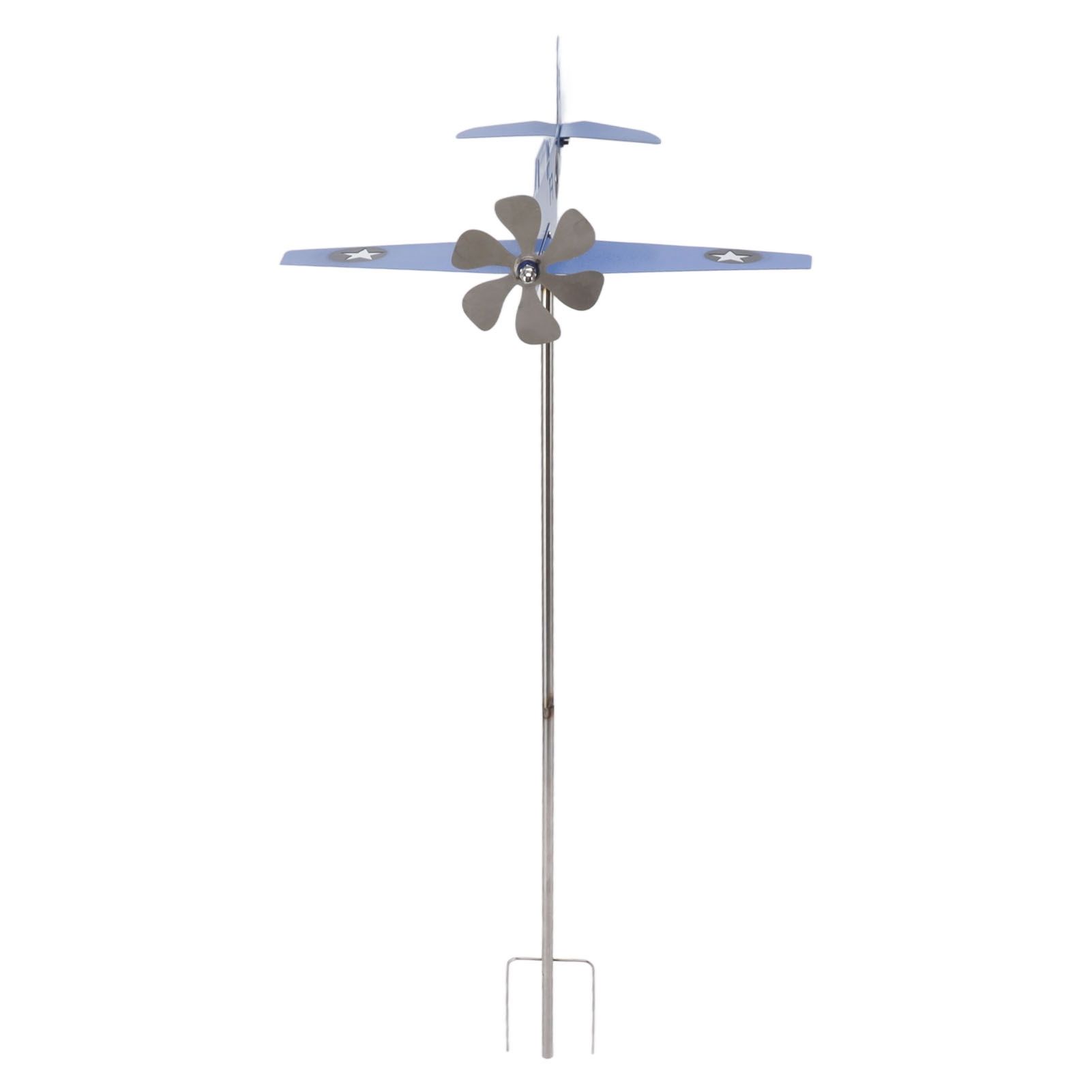 Airplane Weather Vane Iron Stainless Steel Outdoor Wind Spinner Windmill for Garden Patio Lawn Yard Blue - Image 2