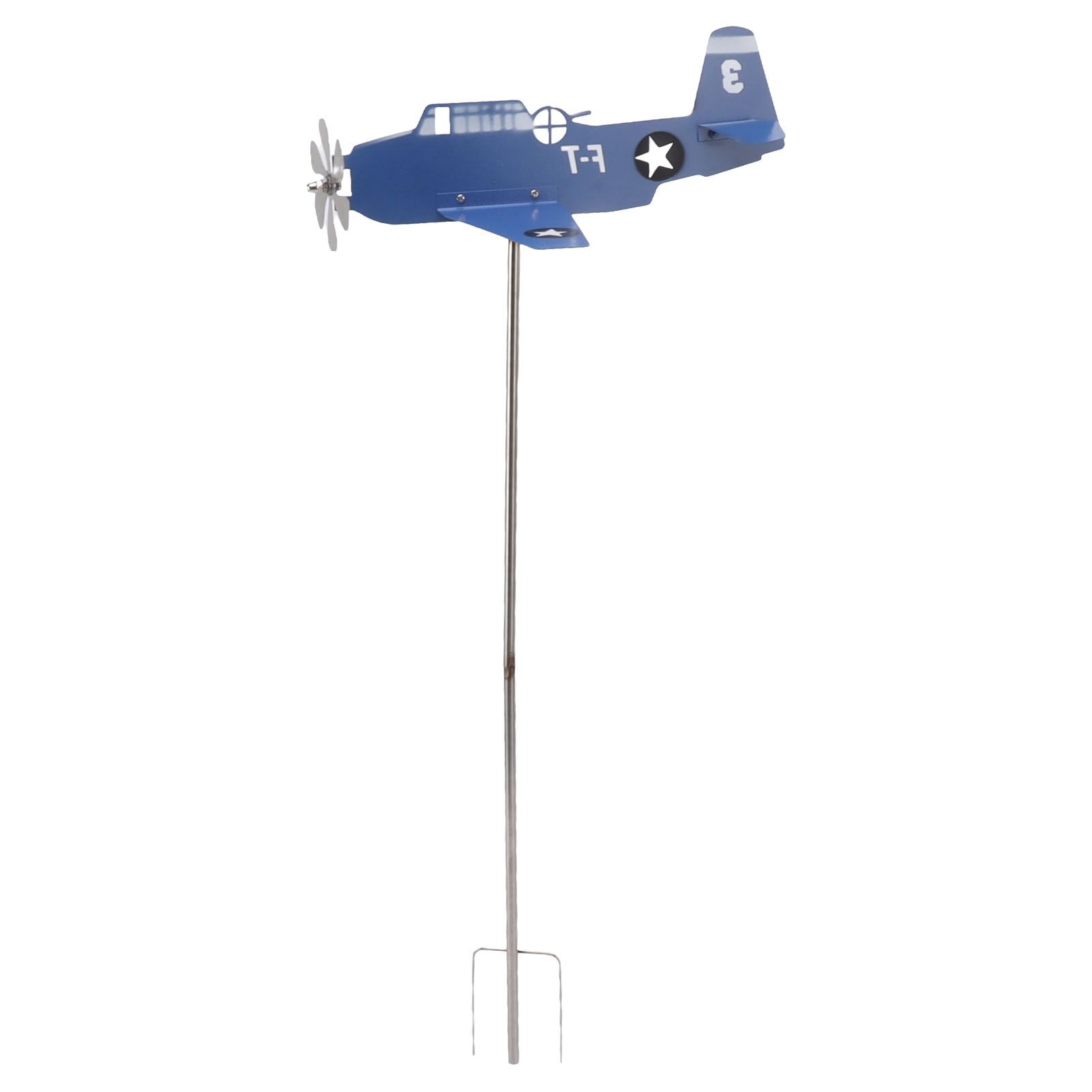 Airplane Weather Vane Iron Stainless Steel Outdoor Wind Spinner Windmill for Garden Patio Lawn Yard Blue - Image 5