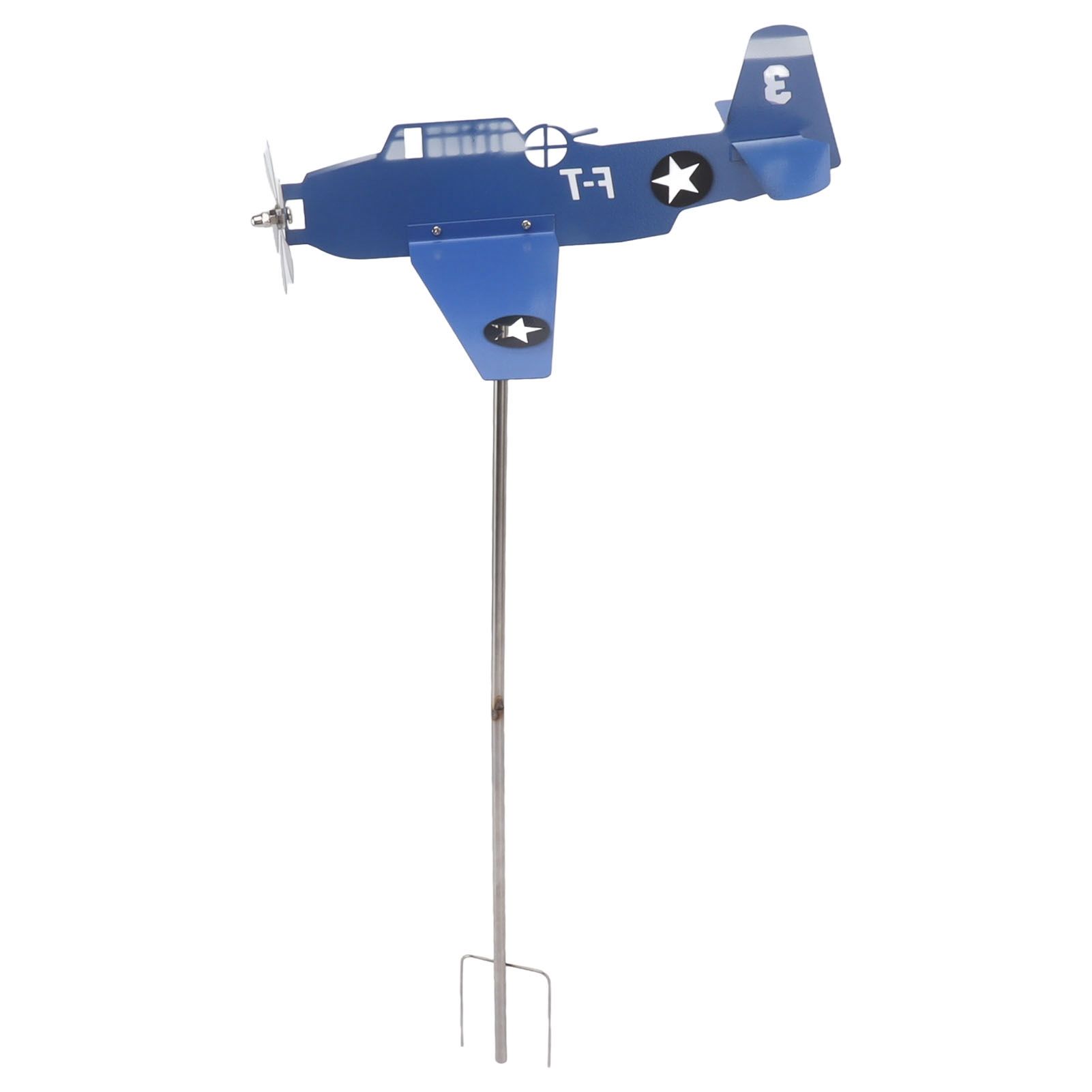 Airplane Weather Vane Iron Stainless Steel Outdoor Wind Spinner Windmill for Garden Patio Lawn Yard Blue - Image 6