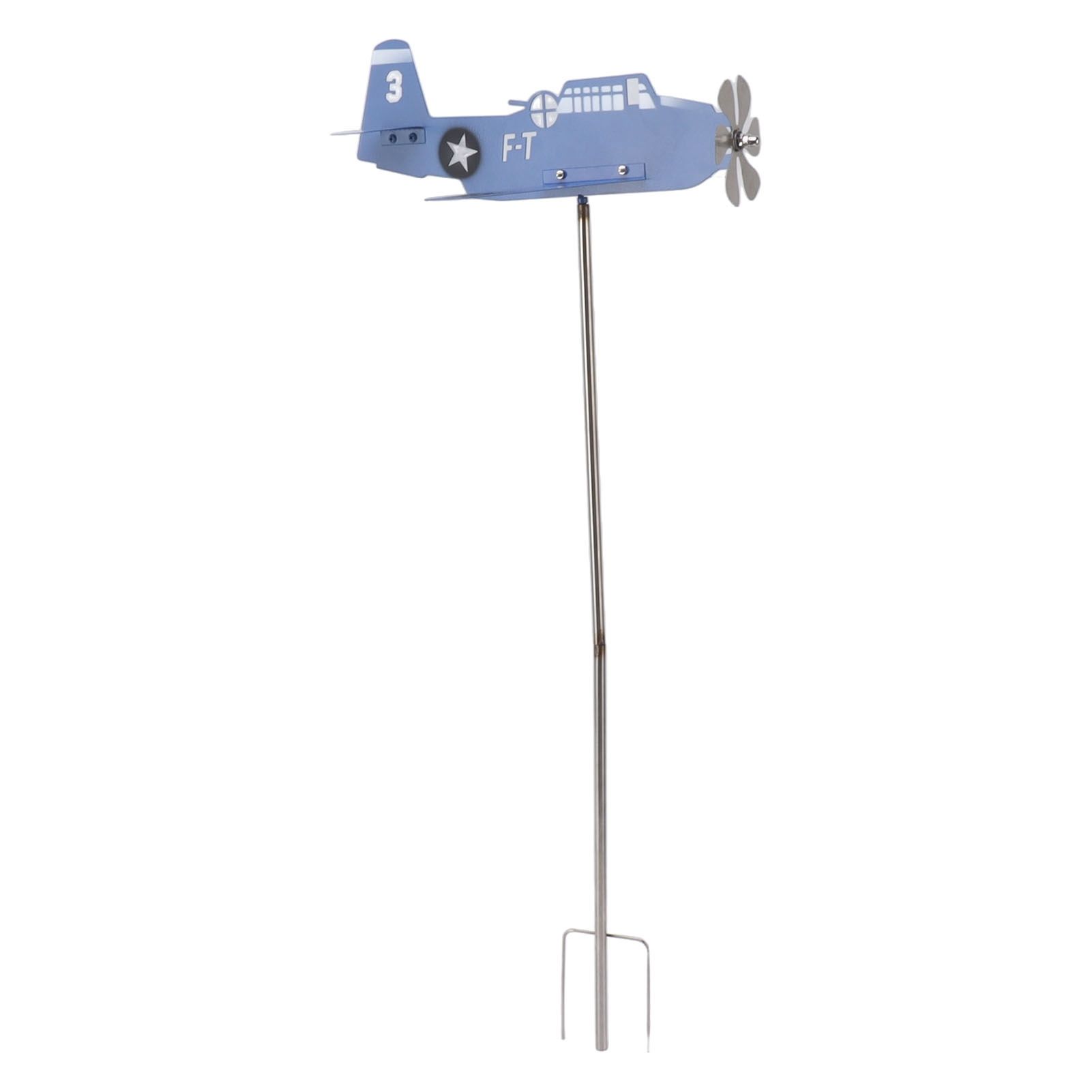 Airplane Weather Vane Iron Stainless Steel Outdoor Wind Spinner Windmill for Garden Patio Lawn Yard Blue - Image 7