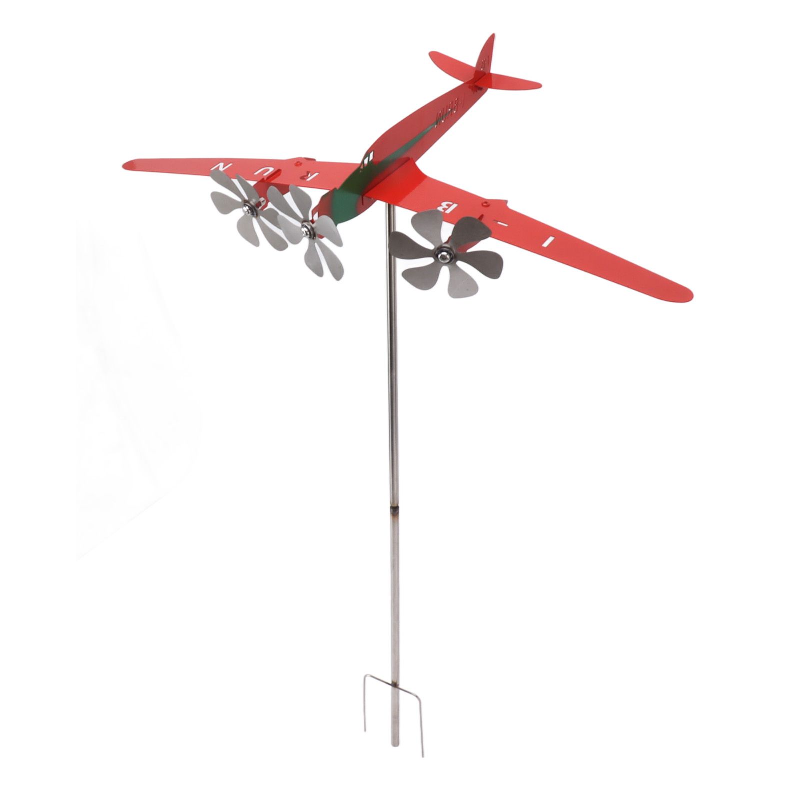 Metal Aircraft Weather Vane 3D Red Rustproof Smooth Airplane Windmill Wind Spinner for Garage Dome Barn Patio Red - Image 4