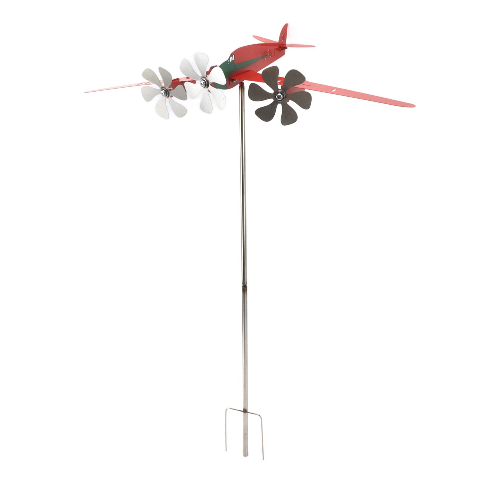 Metal Aircraft Weather Vane 3D Red Rustproof Smooth Airplane Windmill Wind Spinner for Garage Dome Barn Patio Red - Image 5
