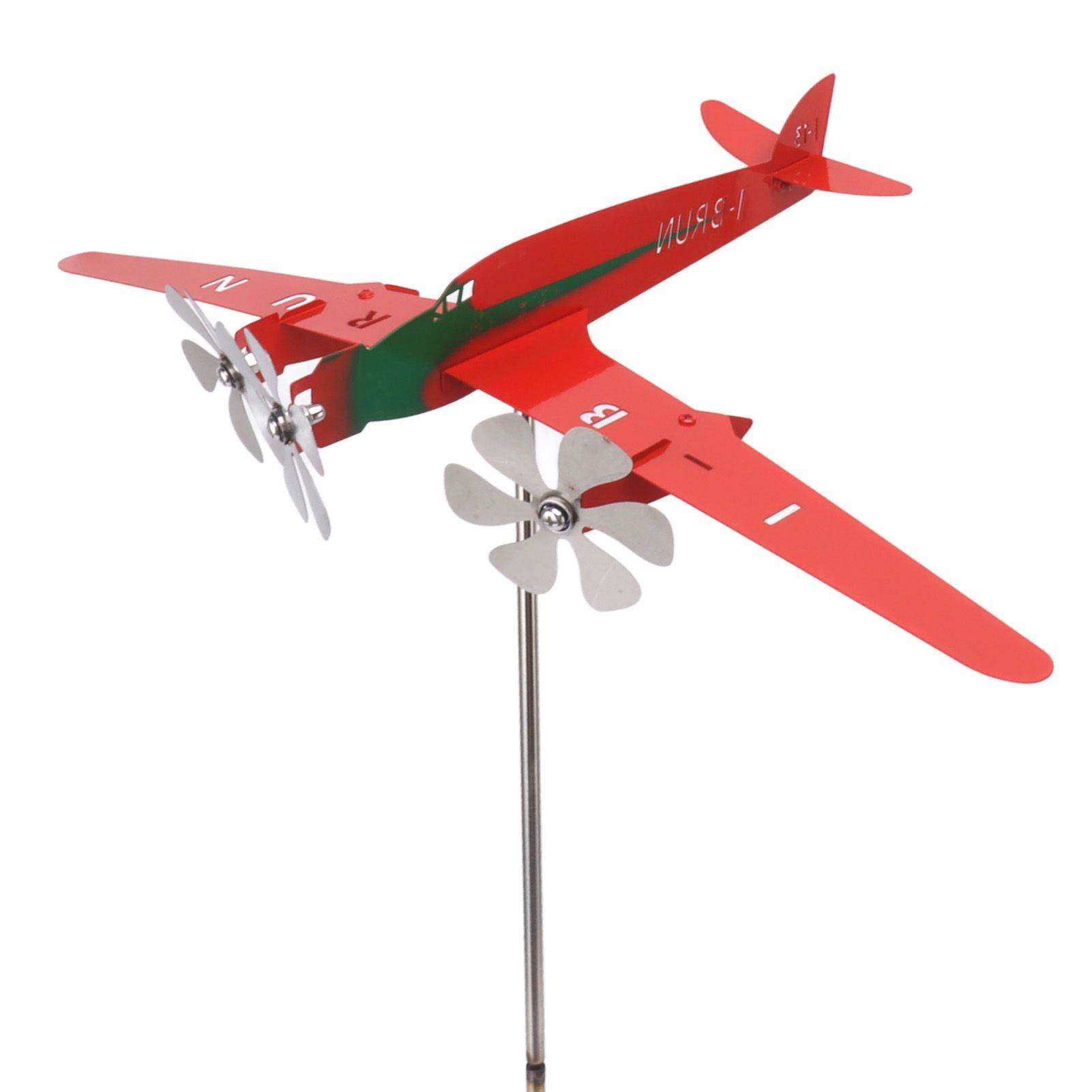Metal Aircraft Weather Vane 3D Red Rustproof Smooth Airplane Windmill Wind Spinner for Garage Dome Barn Patio Red - Image 8