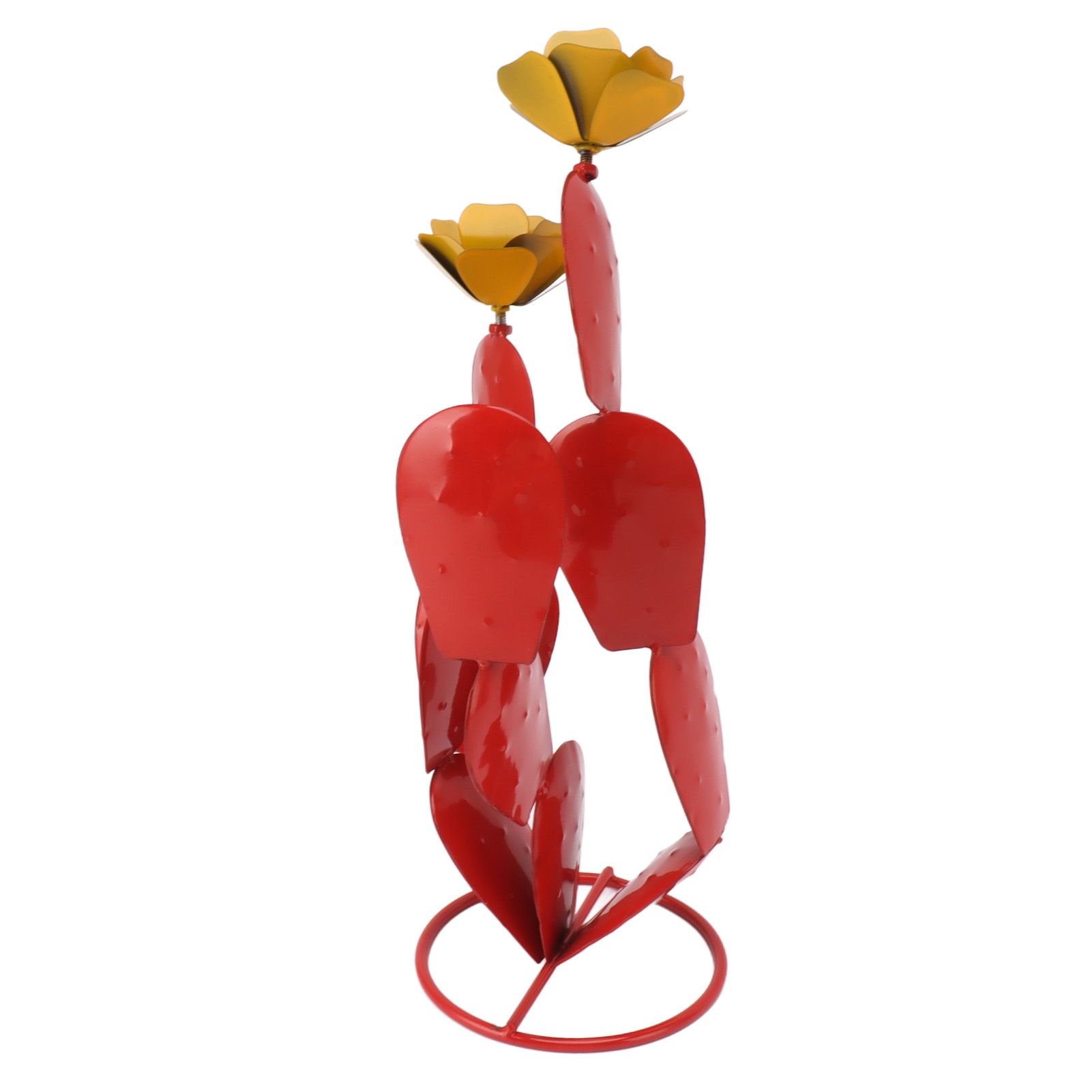 Metal Prickly Pear Cactus with Flowers Iron Rustic Cactus Statue Desert Decor Sculpture for Garden Yard Lawn Patio Red - Image 7