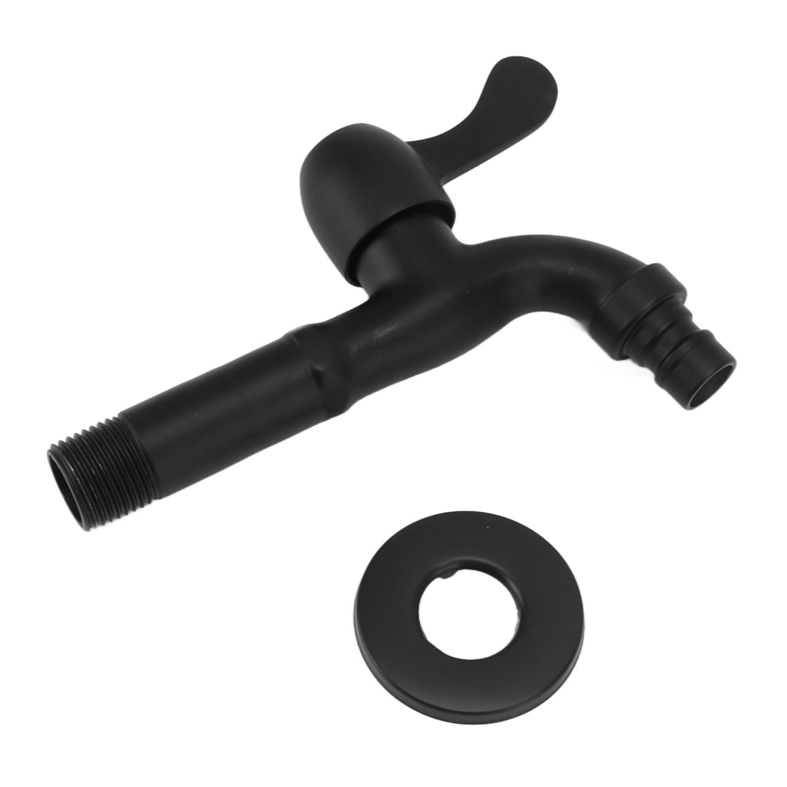 Water Faucet 304 Stainless Steel G1/2 Caliber Wall Mounted Long Style Single Cold Water Tap Black Washing Machine Faucet - Image 1