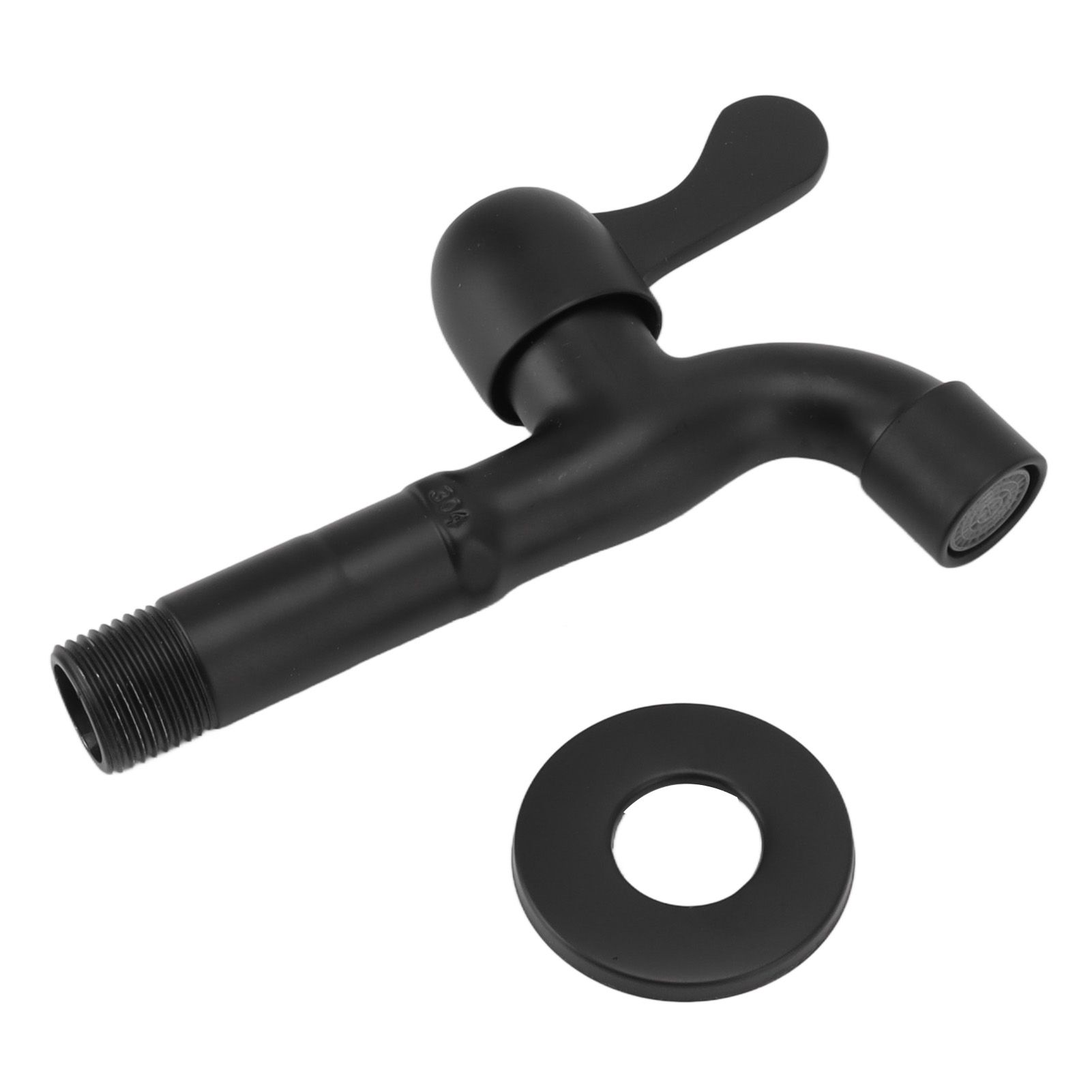 Water Faucet 304 Stainless Steel G1/2 Caliber Wall Mounted Long Style Single Cold Water Tap Black Mop Tank Faucet - Image 1