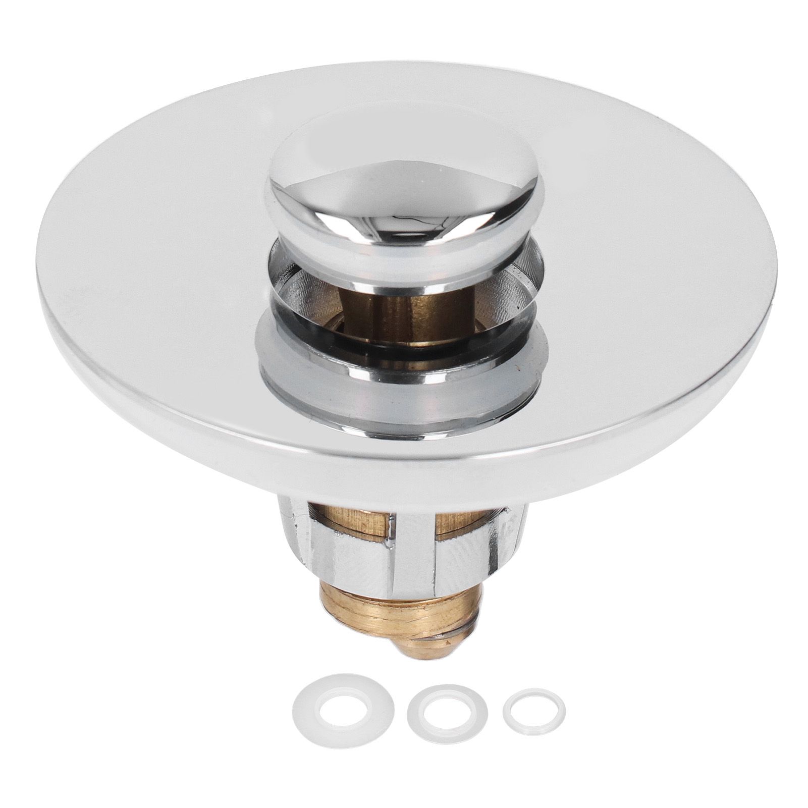 Bathroom Sink Stopper Press Popping Up Anti Clogging Brass Stainless Steel Basin Sink Drain Plug - Image 1