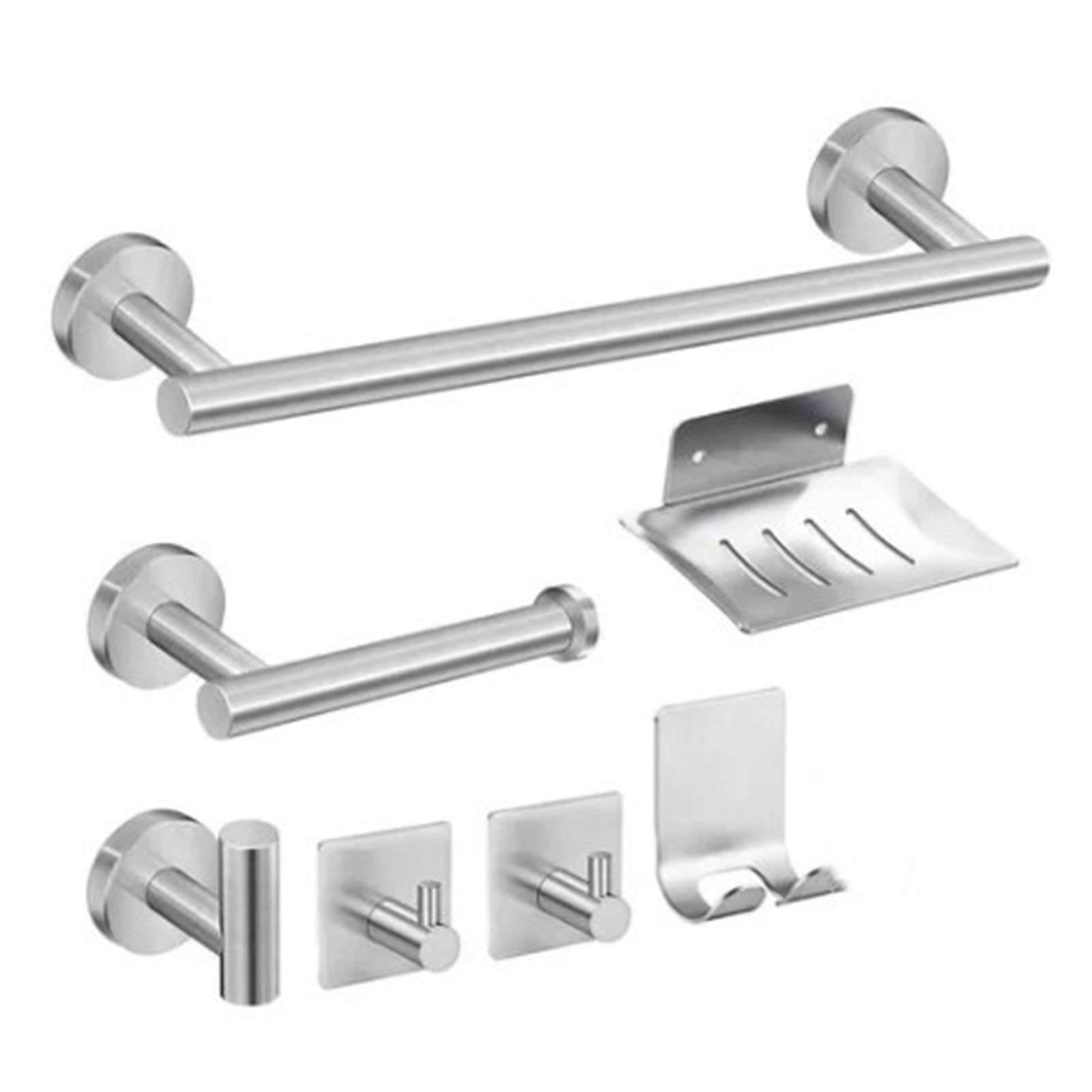 Bathroom Hardware Accessories Kit 7 Piece Towel Rack Tissue Holder Coat Hook Razor Hook Soap Tray Multifunction Hook Set - Image 1