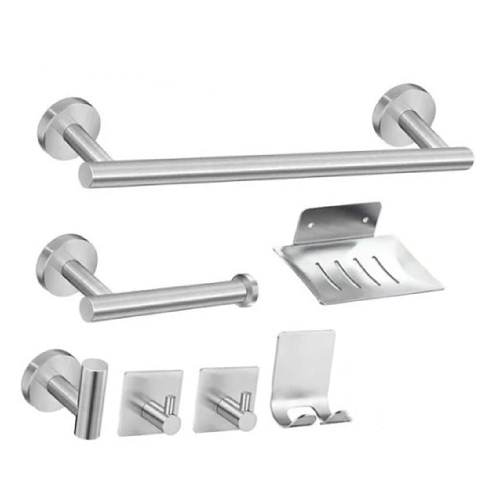 Bathroom Hardware Accessories Kit 7 Piece Towel Rack Tissue Holder Coat Hook Razor Hook Soap Tray Multifunction Hook Set - Image 3