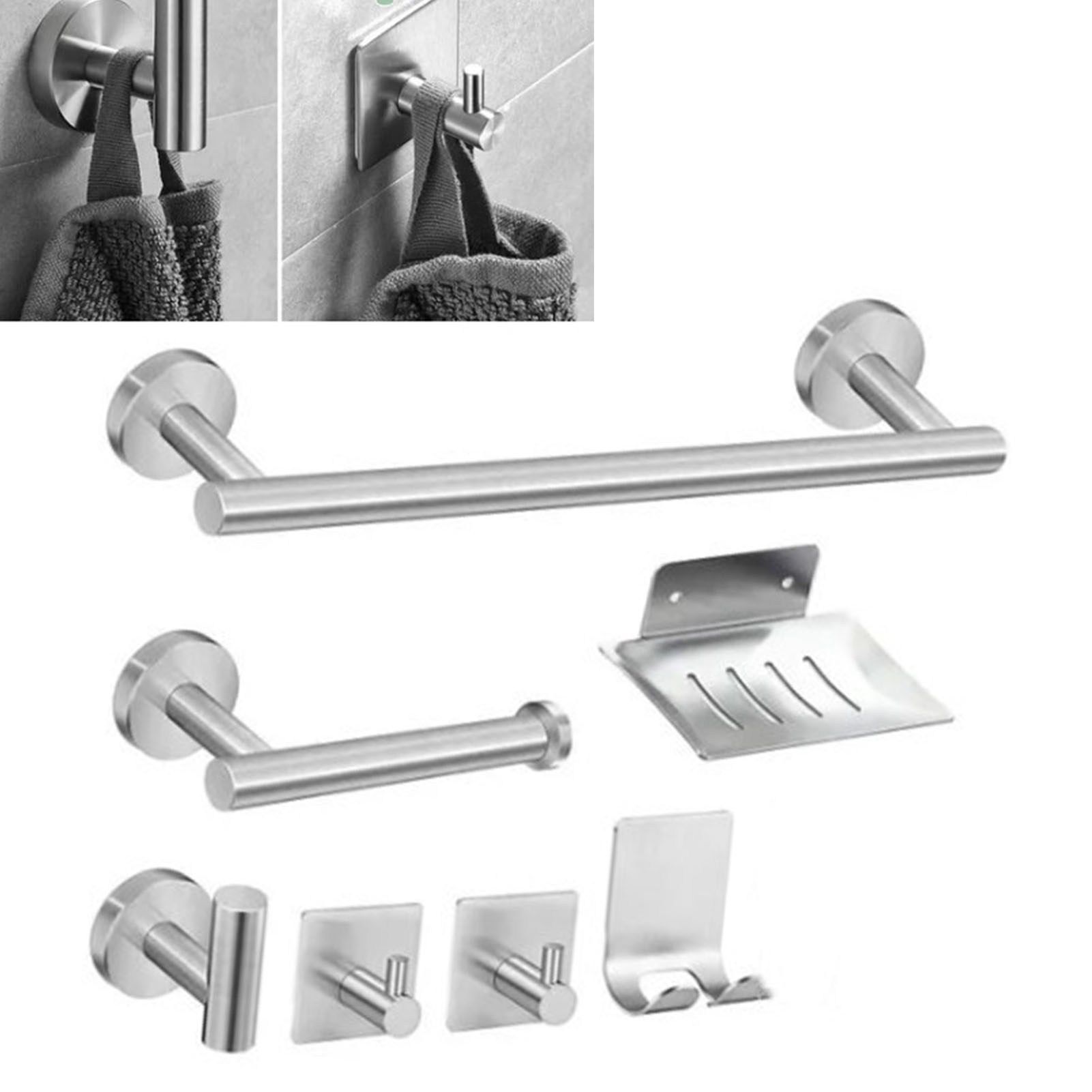 Bathroom Hardware Accessories Kit 7 Piece Towel Rack Tissue Holder Coat Hook Razor Hook Soap Tray Multifunction Hook Set - Image 5