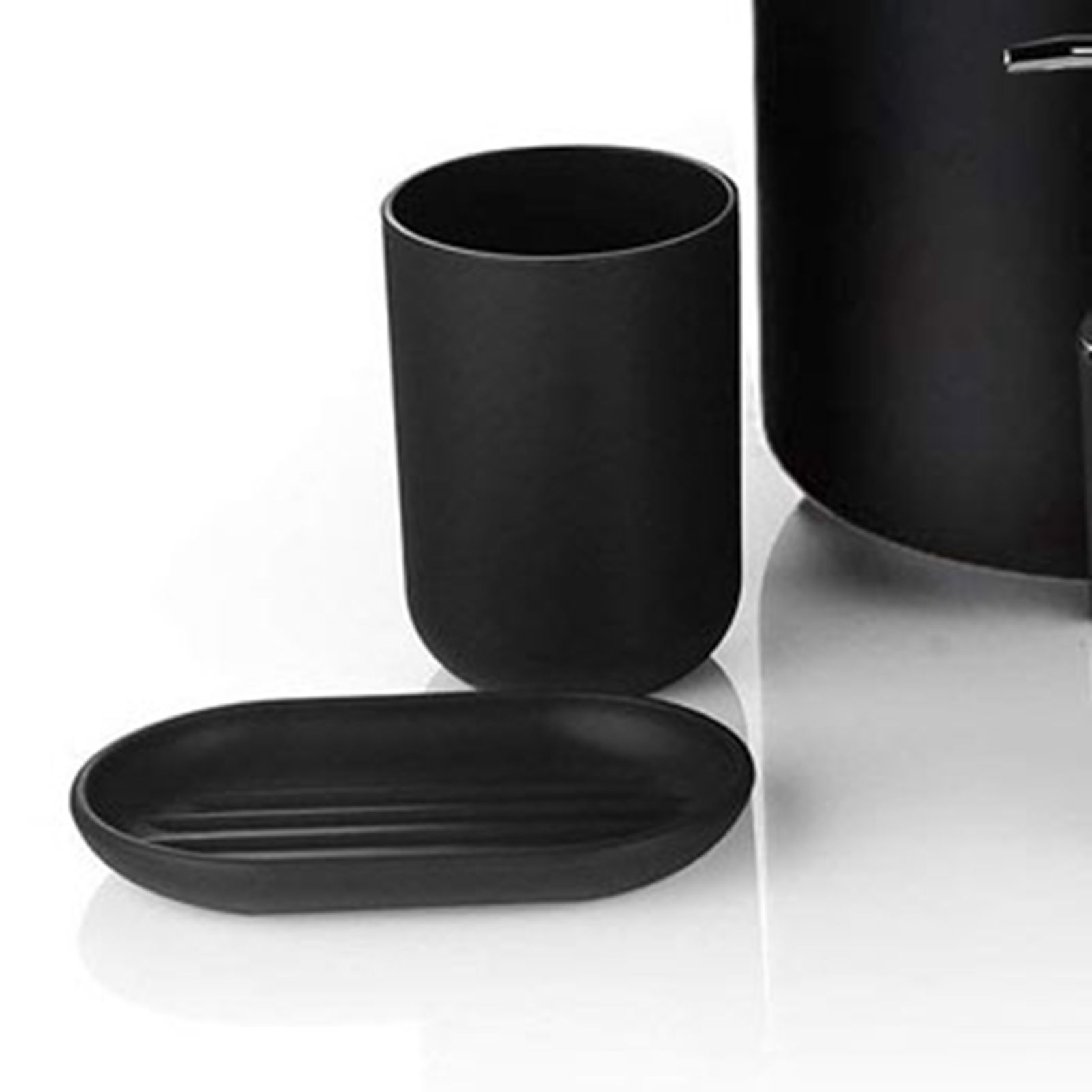 Trash Can Toothbrush Holder Set Toilet Brush Soap Box Lotion Dispenser Black Hotel Bathroom Accessories - Image 5