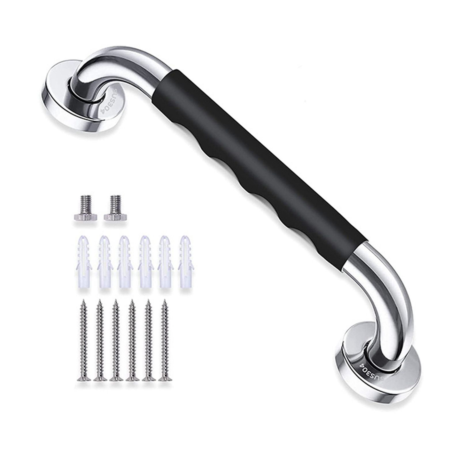 Safety Grab Bar 33.5cm Bathroom Anti Slipping Shower Handle Stainless Steel Silicone Cover Grab Bar - Image 1