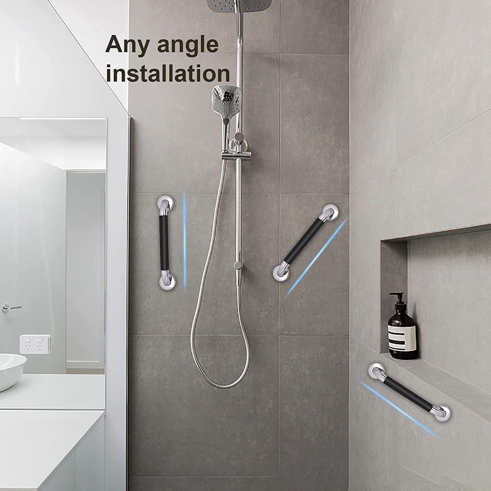 Safety Grab Bar 33.5cm Bathroom Anti Slipping Shower Handle Stainless Steel Silicone Cover Grab Bar - Image 7