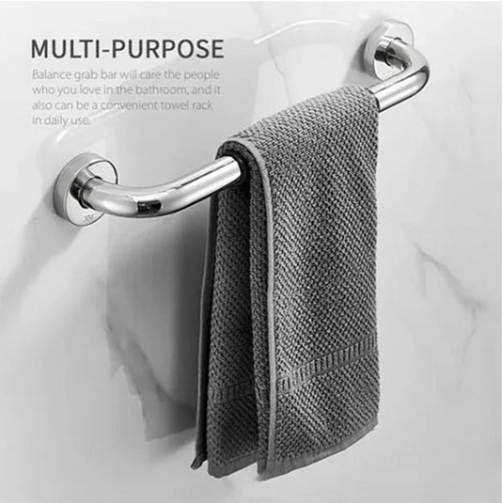 Safety Grab Bar 33.5cm Bathroom Anti Slipping Shower Handle Stainless Steel Silicone Cover Grab Bar - Image 8