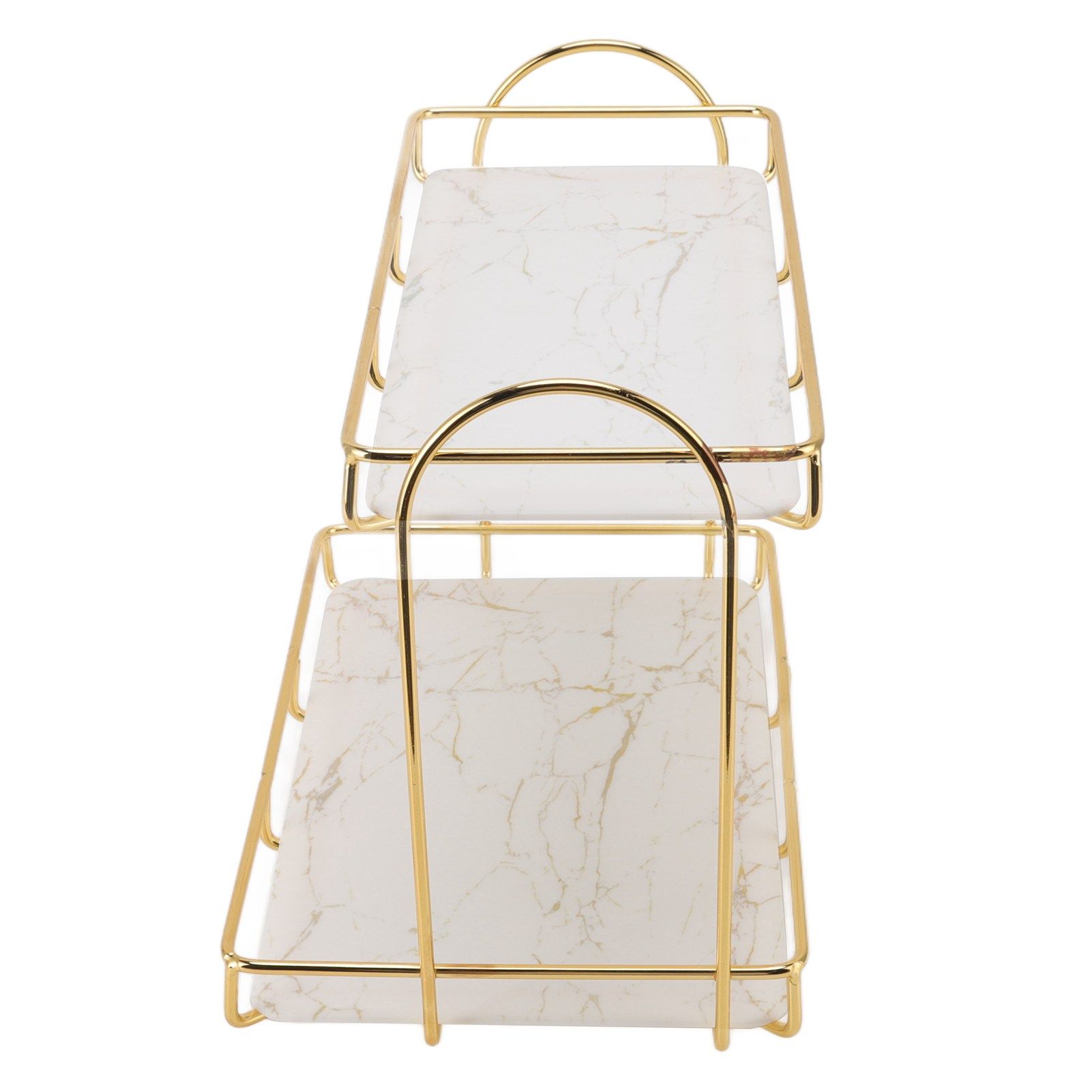 Bathroom Storage Rack Gold White 2 Tier Makeup Shelf Humanized Structure Anti Slip Counter Organizer S - Image 5