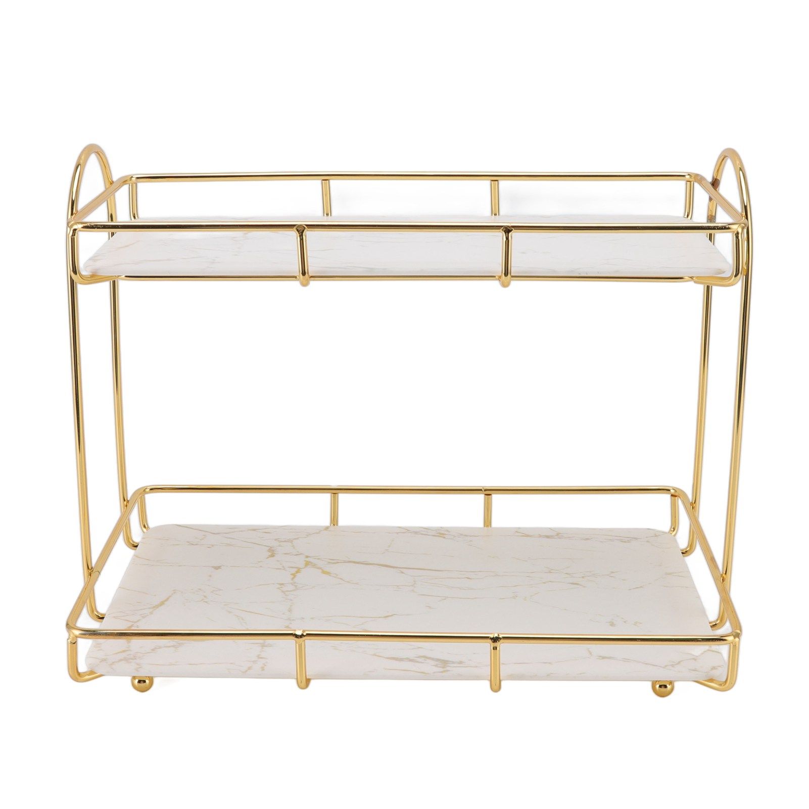 Bathroom Storage Rack Gold White 2 Tier Makeup Shelf Humanized Structure Anti Slip Counter Organizer S - Image 6