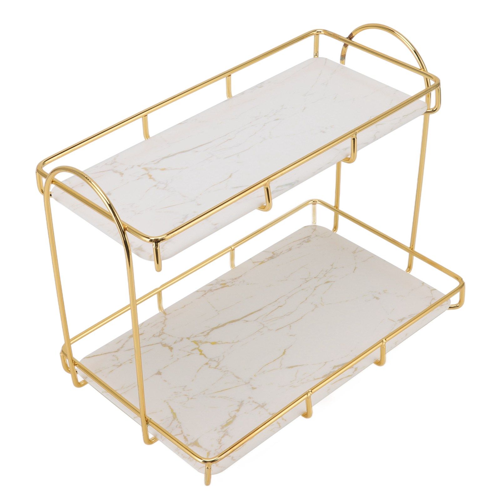 Bathroom Storage Rack Gold White 2 Tier Makeup Shelf Humanized Structure Anti Slip Counter Organizer S - Image 7