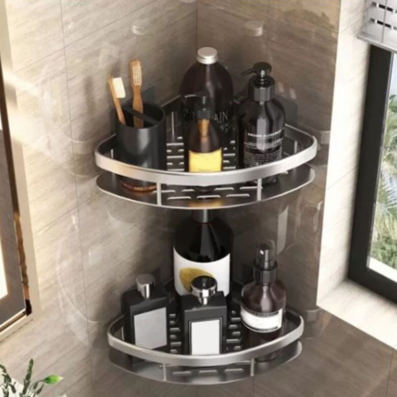 4 Pcs Corner Shower Shelf Stainless Steel Strong Load Bearing Space Saving Wall Mounted Bathroom Rack - Image 6