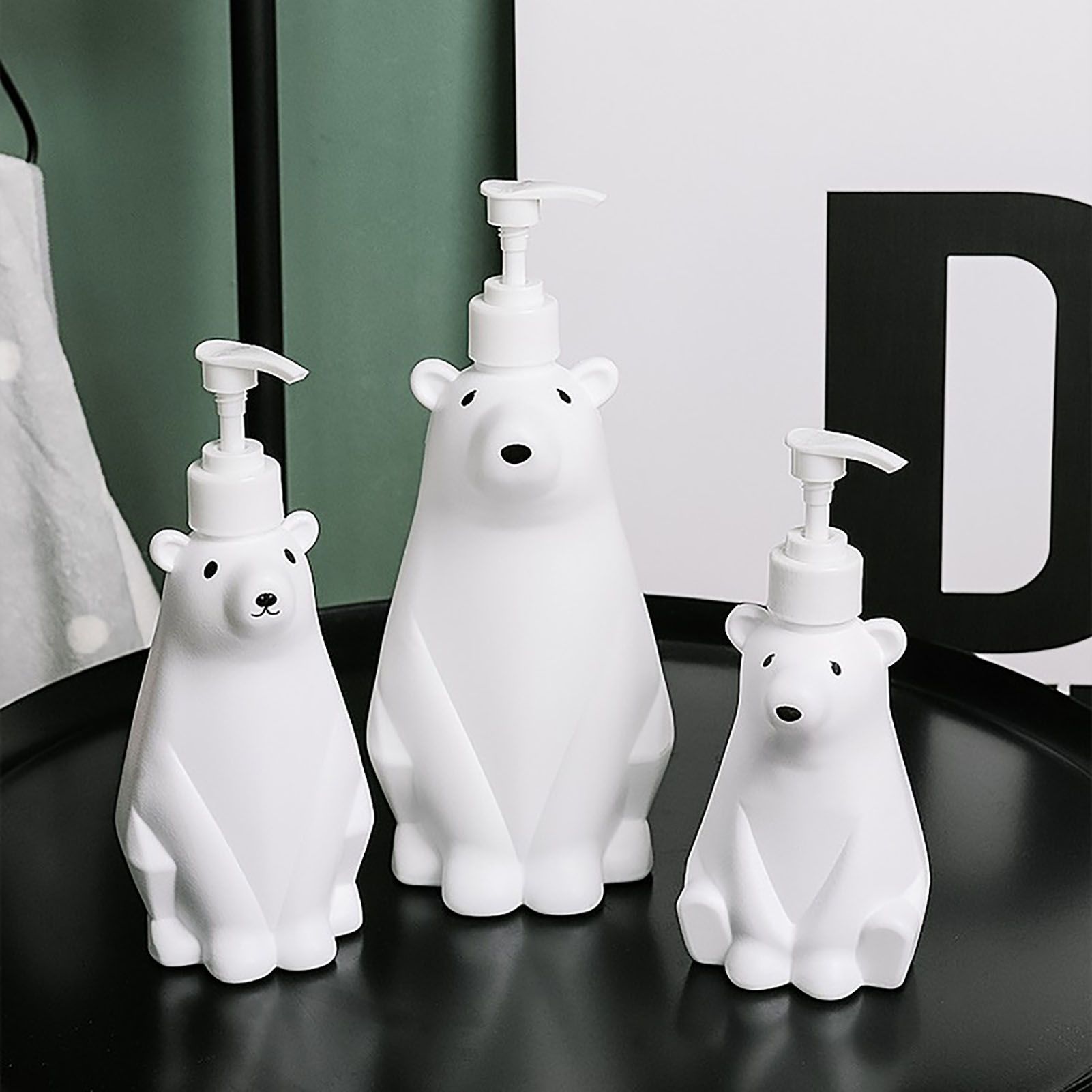 Soap Dispenser Bottle Cute Bear Shape Large Capacity Pump Dispenser Bottle for Bathroom Kitchen S (8.5x19cm/3.3x7.5in) (300ML) - Image 2