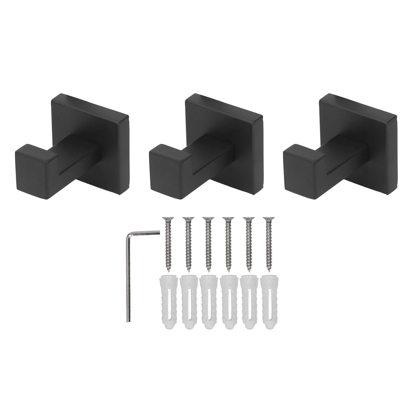 3PCS Wall Mounting Hooks with Screws Stainless Steel Clothes Hook for Hanging Coat Towel - Image 1
