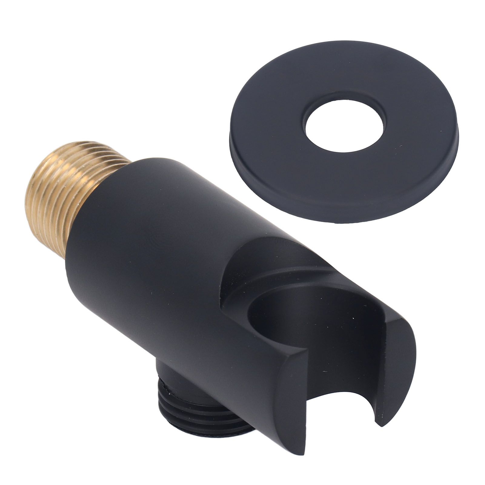 Shower Head Holder Adjustable Copper Handheld Shower Wand Holder for Bathroom Black Round - Image 1