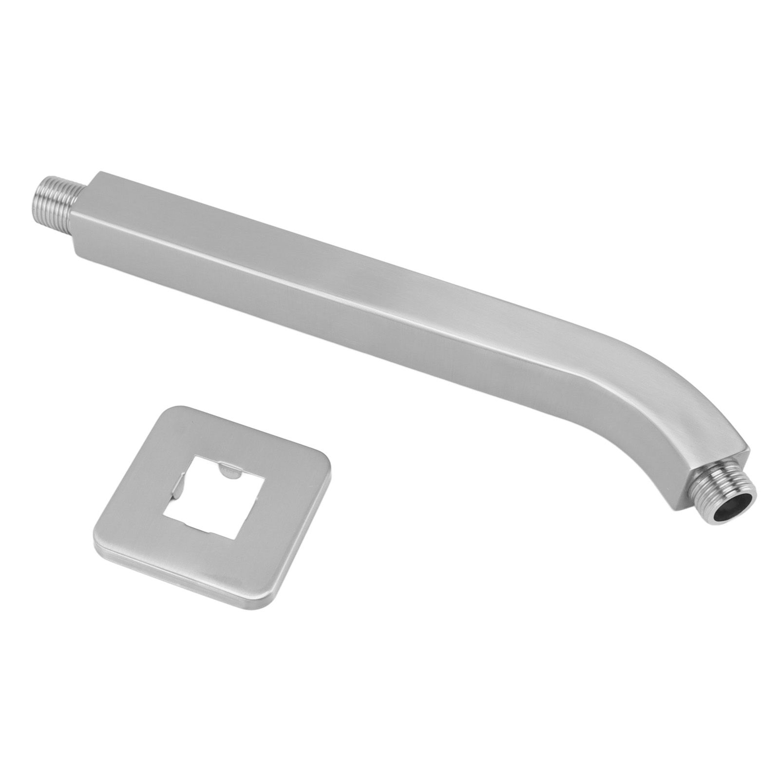 Shower Head Arm Square Brass Wall Mounted Rustproof 10in Shower Head Extension Arm for Bathroom Brushed - Image 1