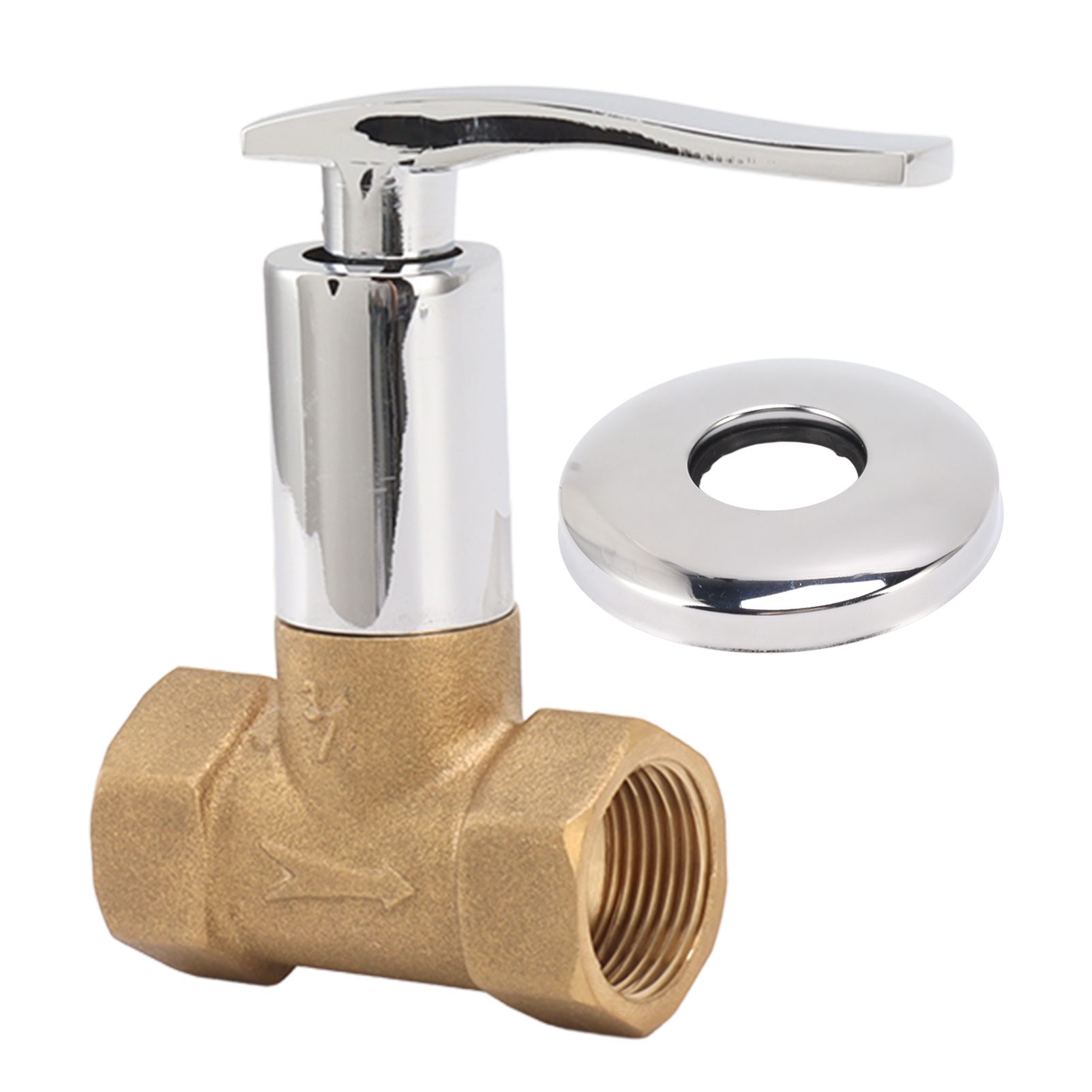 Water Stop Valve 3/4in Concealed Ceramic Brass Electroplated Water Valve for Kitchen Bathroom - Image 1