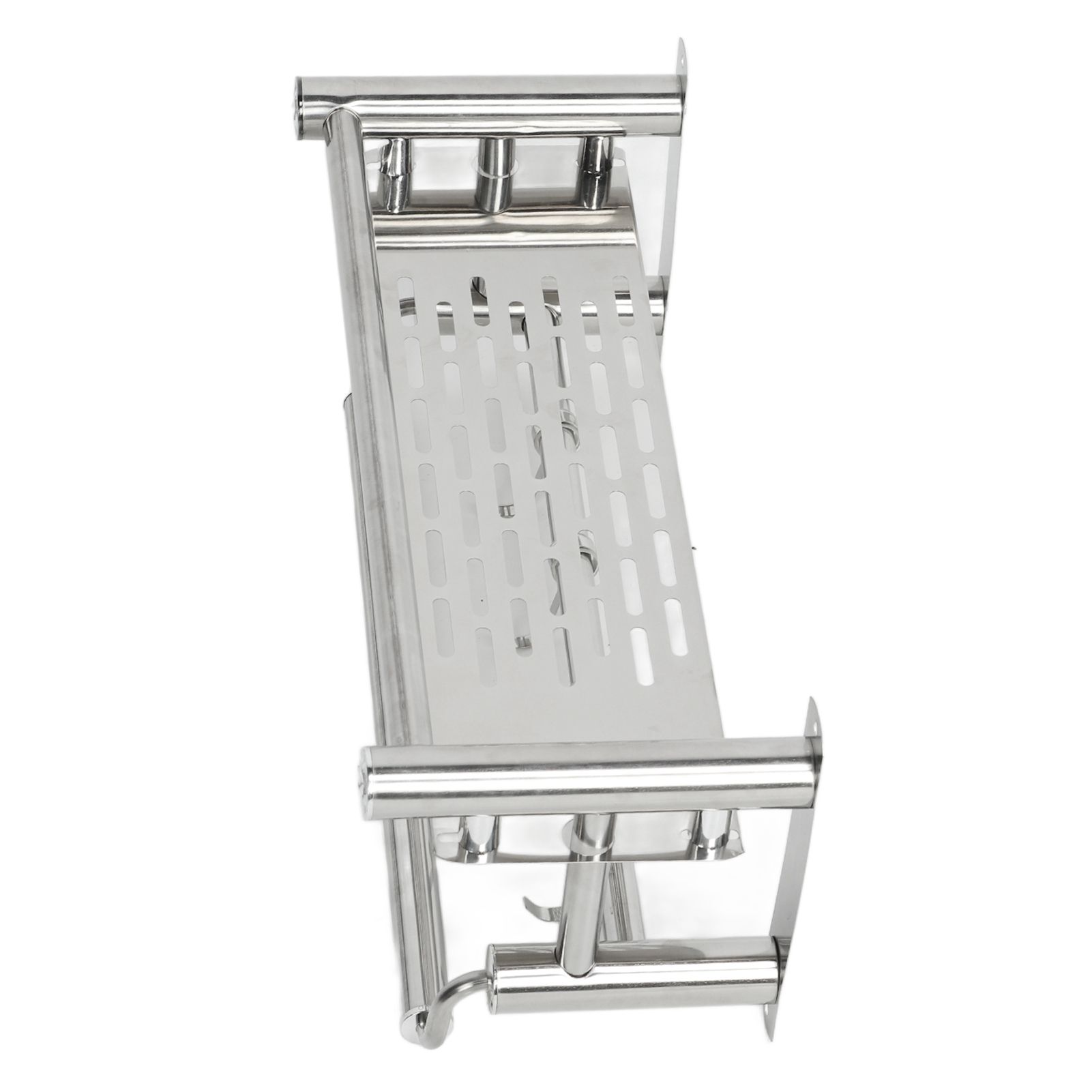 15.7in Bathroom Shelf Wall Mounted 201 Stainless Steel Waterproof Corrosion Prevention Towel Rack with Hooks for Shower - Image 8