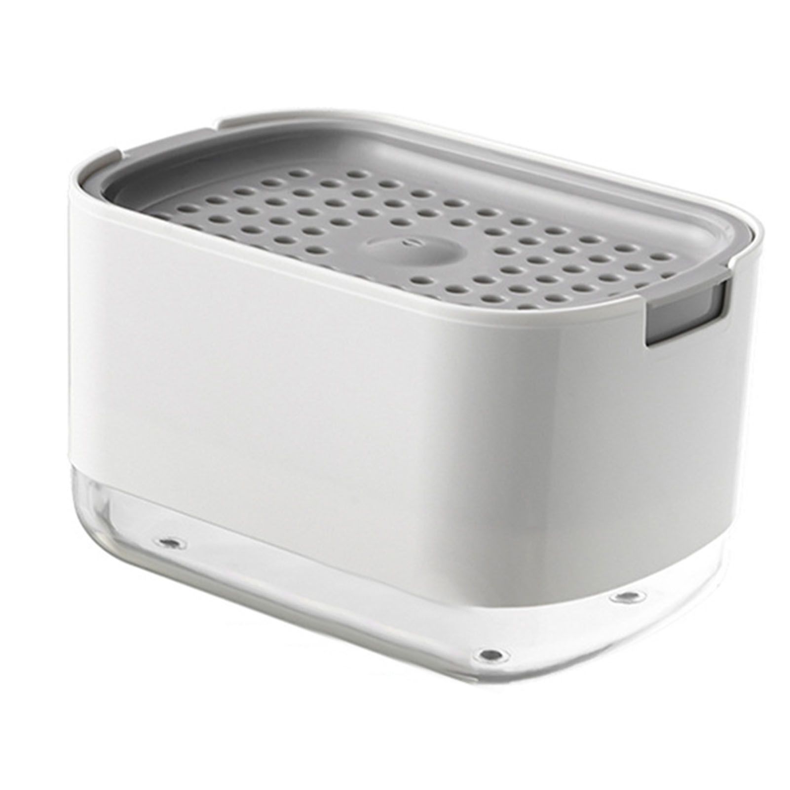 Soap Dispenser with Sponge Holder PP PET Press Type Soap Box for Cloth Dish Kitchen Cleaning White - Image 1