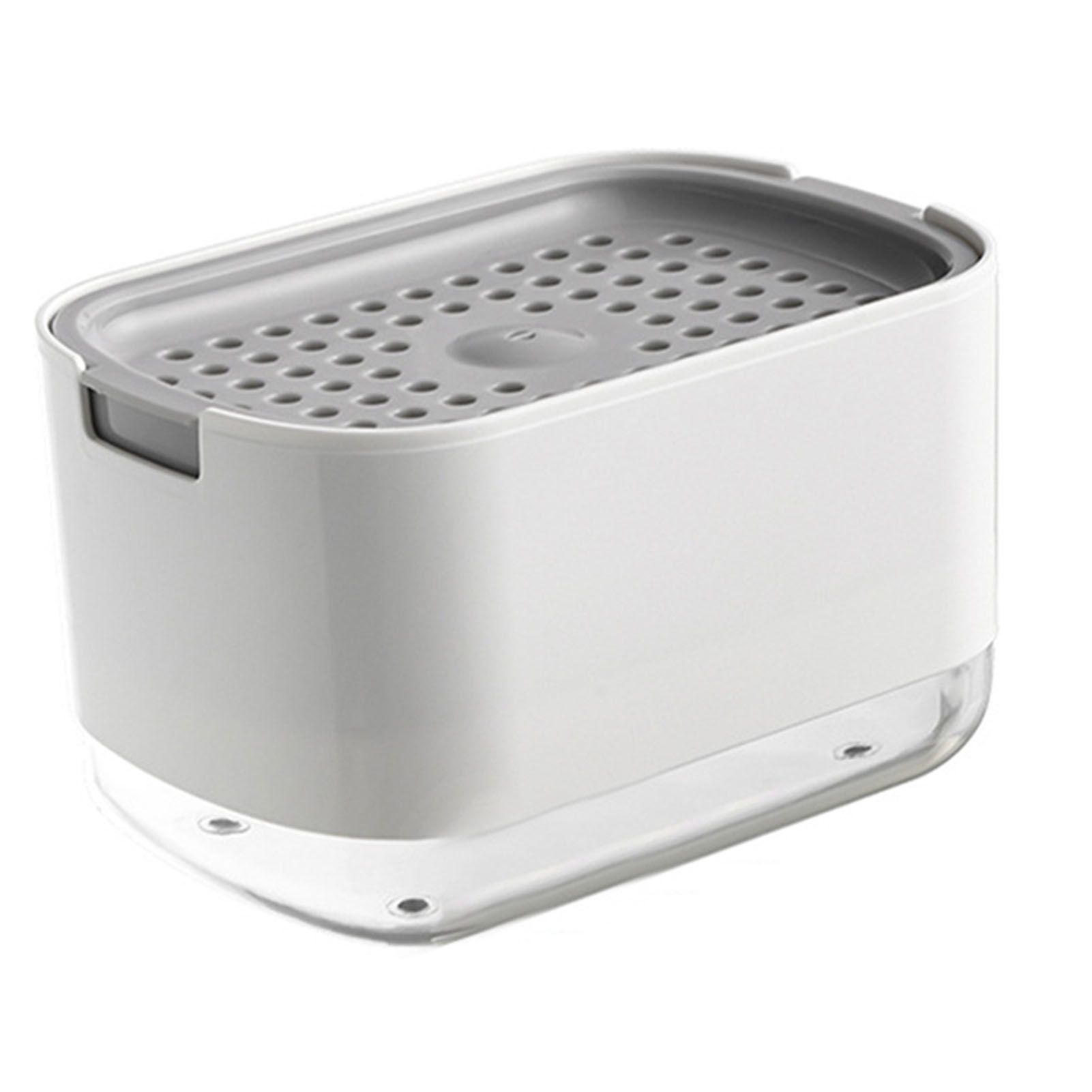 Soap Dispenser with Sponge Holder PP PET Press Type Soap Box for Cloth Dish Kitchen Cleaning White - Image 2
