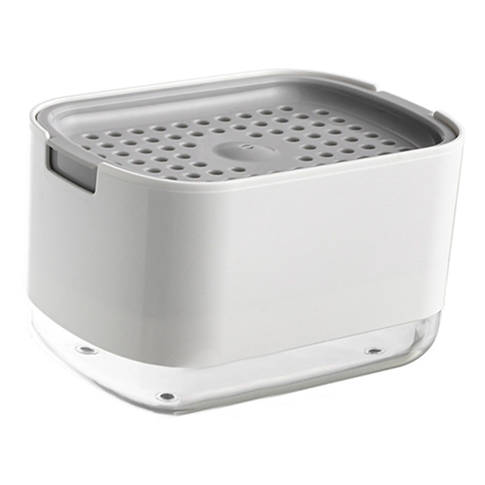 Soap Dispenser with Sponge Holder PP PET Press Type Soap Box for Cloth Dish Kitchen Cleaning White - Image 3