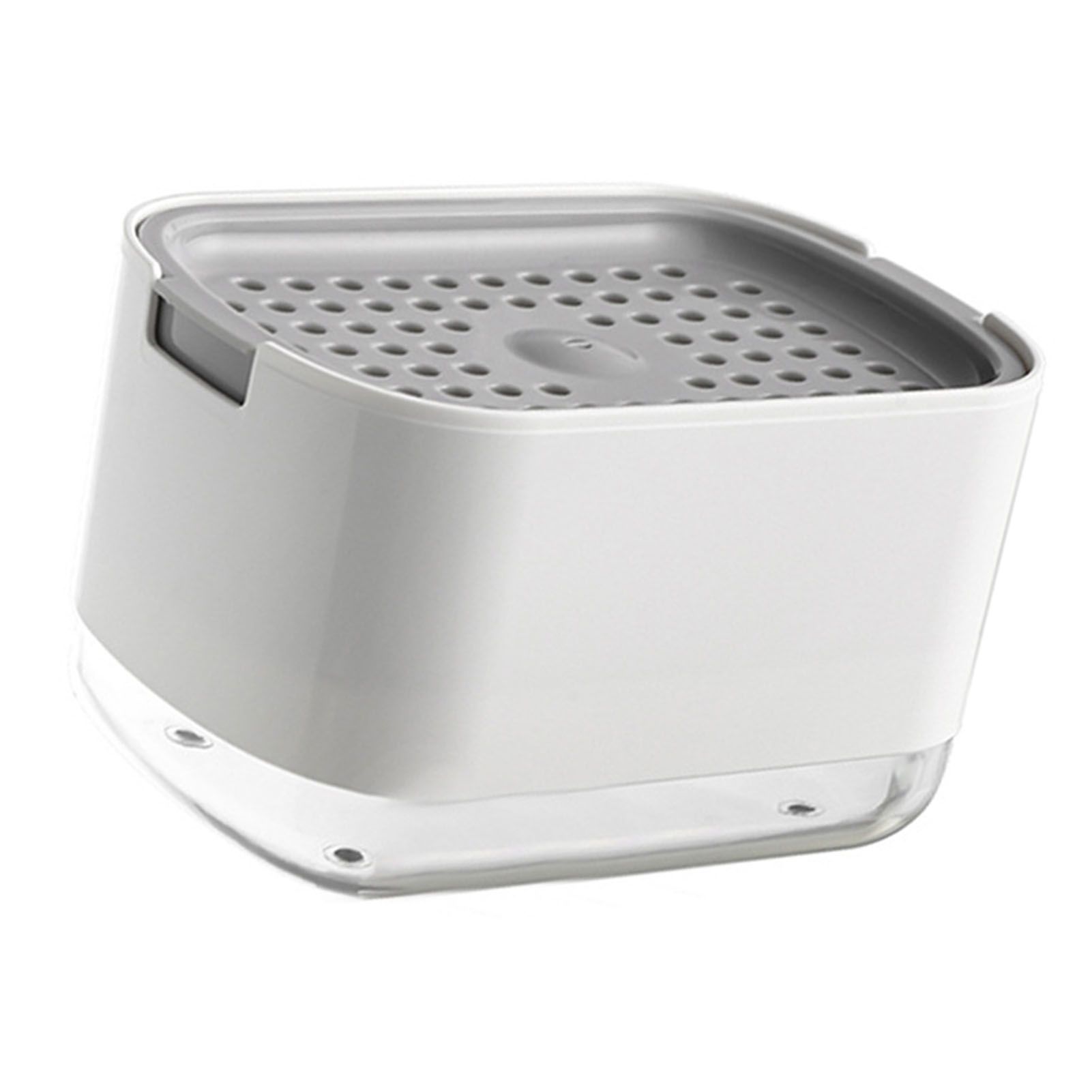 Soap Dispenser with Sponge Holder PP PET Press Type Soap Box for Cloth Dish Kitchen Cleaning White - Image 4