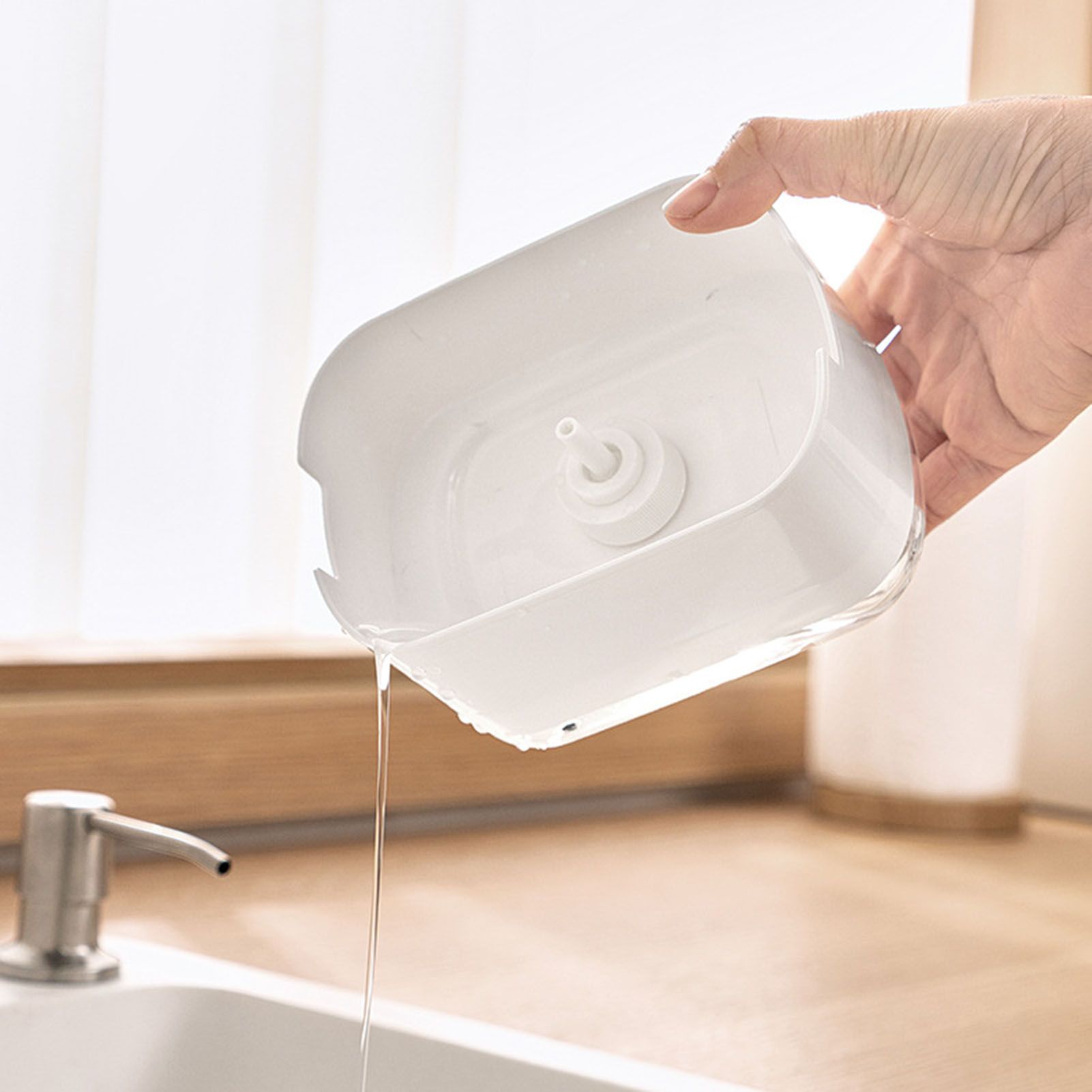Soap Dispenser with Sponge Holder PP PET Press Type Soap Box for Cloth Dish Kitchen Cleaning White - Image 5