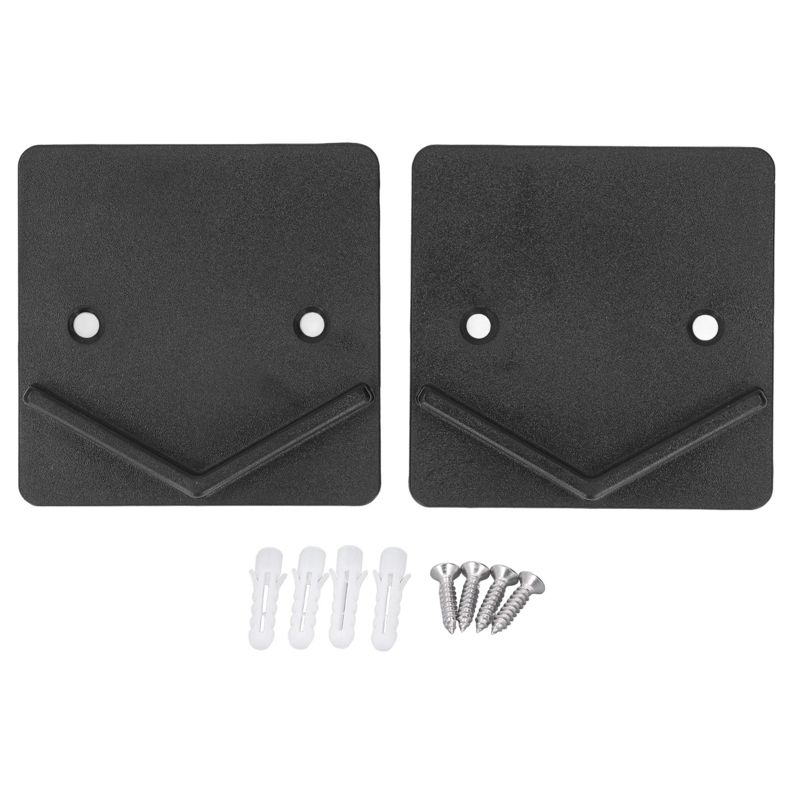 2Pcs Shower Curtain Rod Holder Square End Wall Mount Retainer Bathroom Accessories Black - Image 1