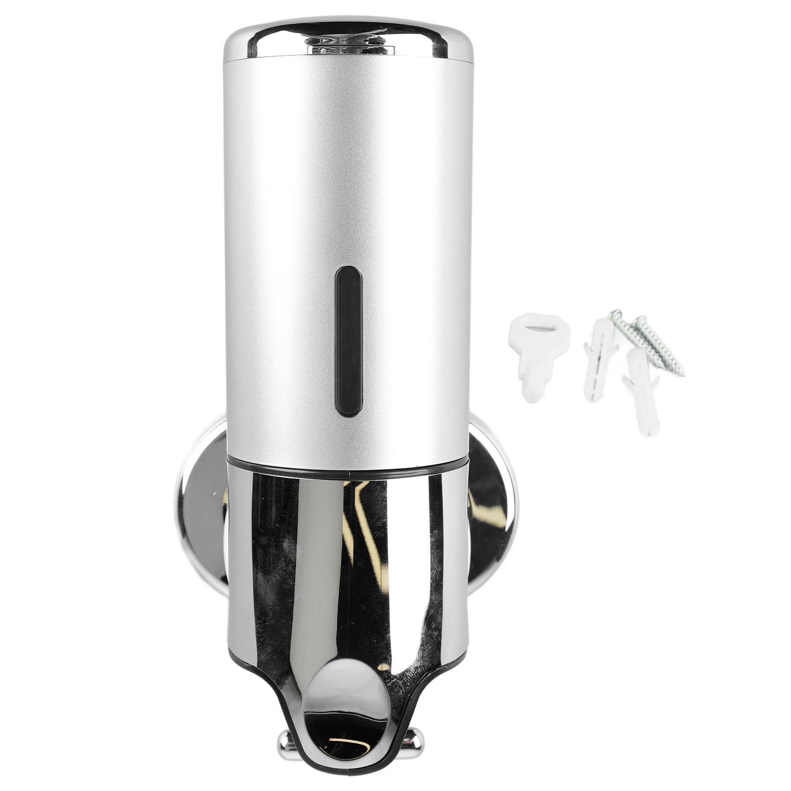 Wall Mounted Soap Dispenser Silver ABS Conditioner Body Wash Dispenser 500ml Soap Liquid Holder for Hotels Restaurants Home - Image 1