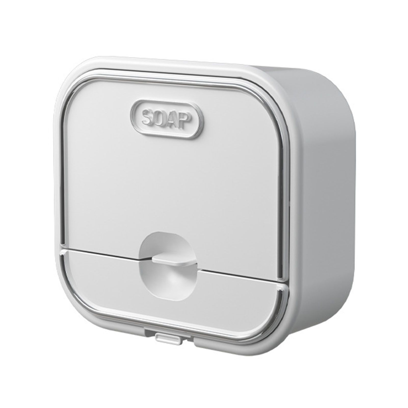 Home Soap Box Non Perforated Wall Mounted Draining Soap Box Flip Cover Bathroom Soap Box White - Image 4