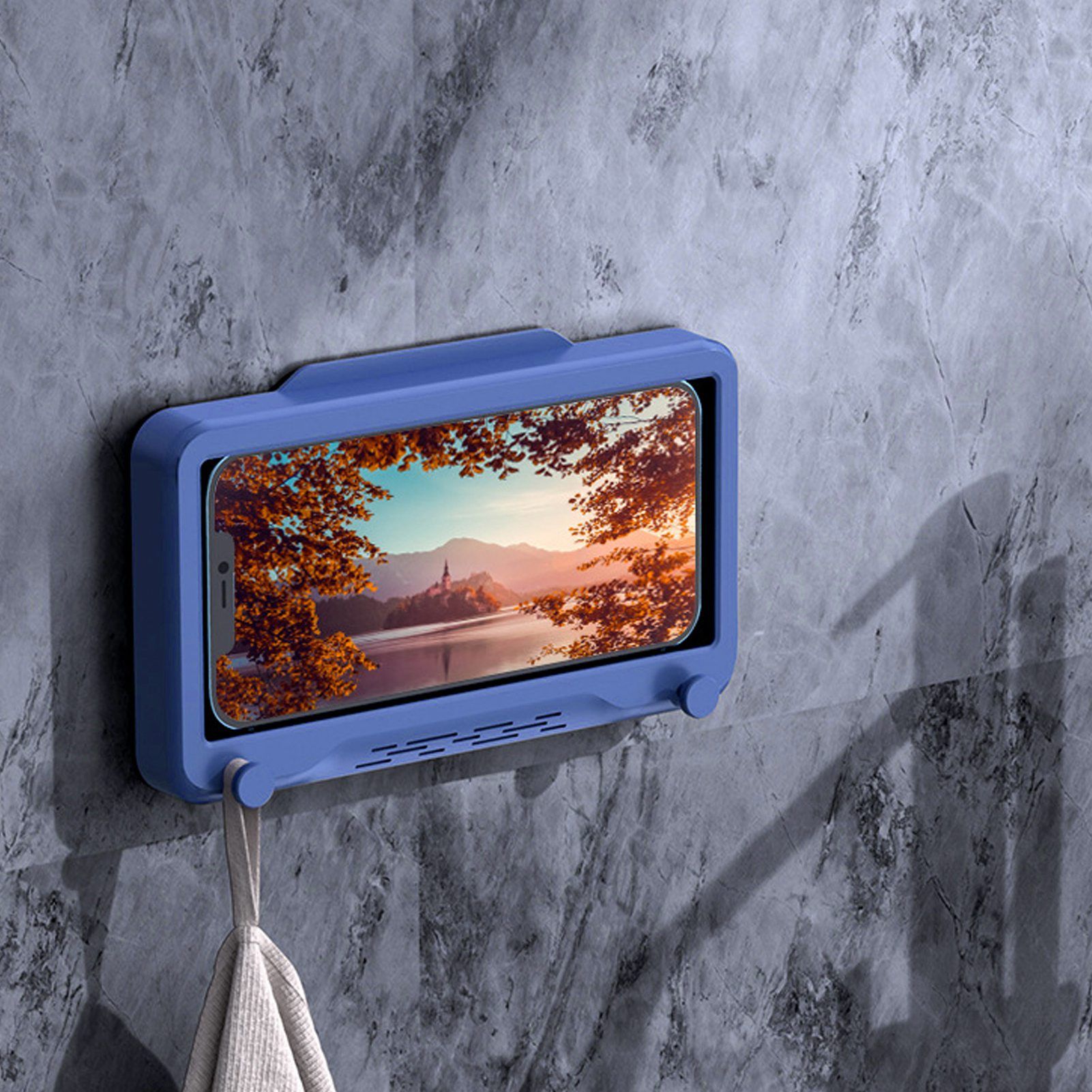 Wall Mount Phone Holder Waterproof Touch Screen Phone Case Stand for Bathroom Kitchen Mirror Bathtub - Image 5