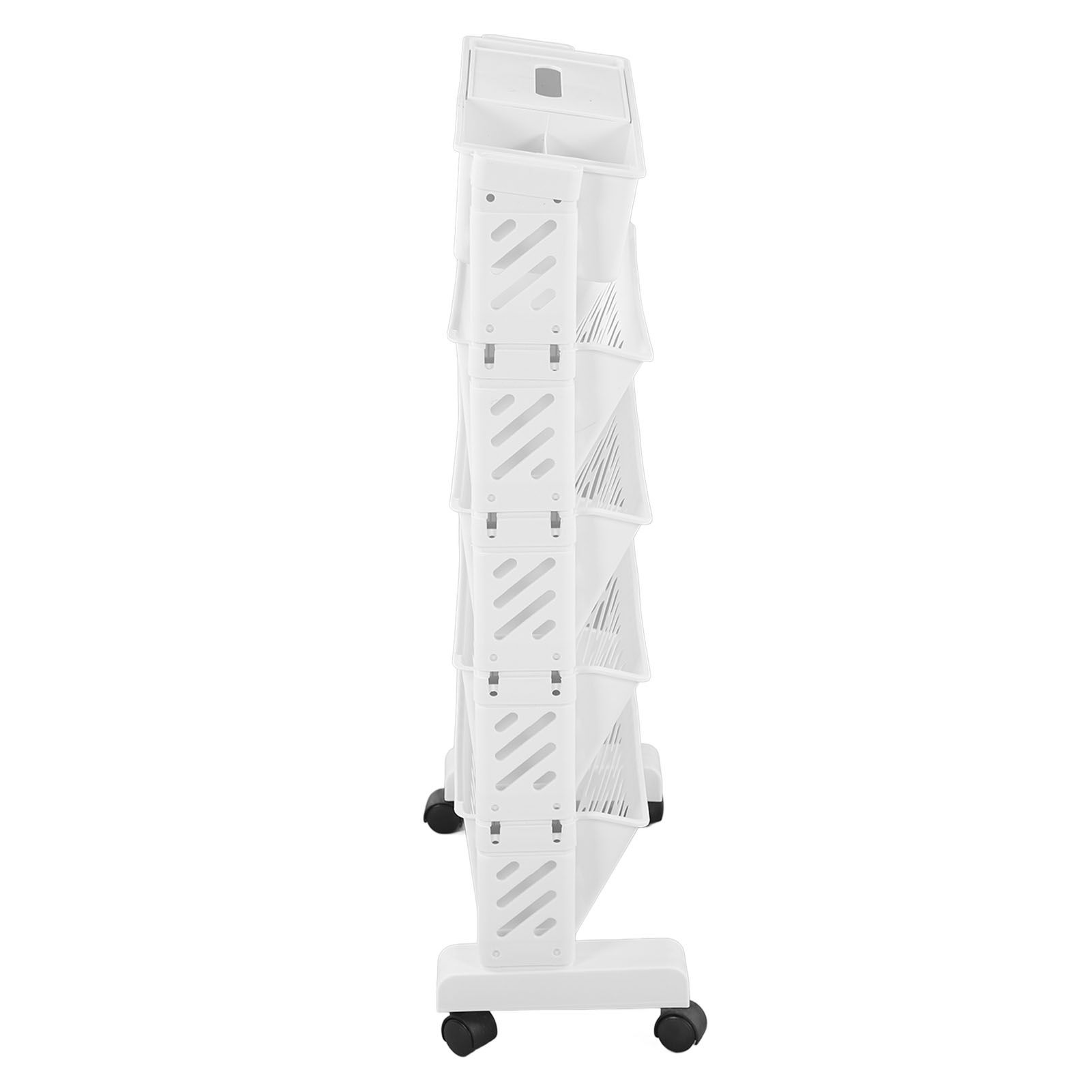 White Storage Organizer Shelf Removable Plastic Movable Bookshelf for Home Study Room 5 Layer - Image 2