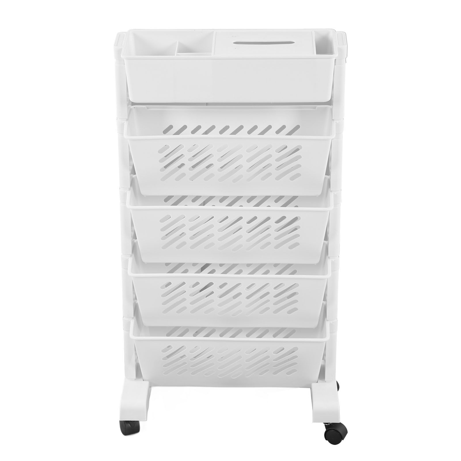 White Storage Organizer Shelf Removable Plastic Movable Bookshelf for Home Study Room 5 Layer - Image 3