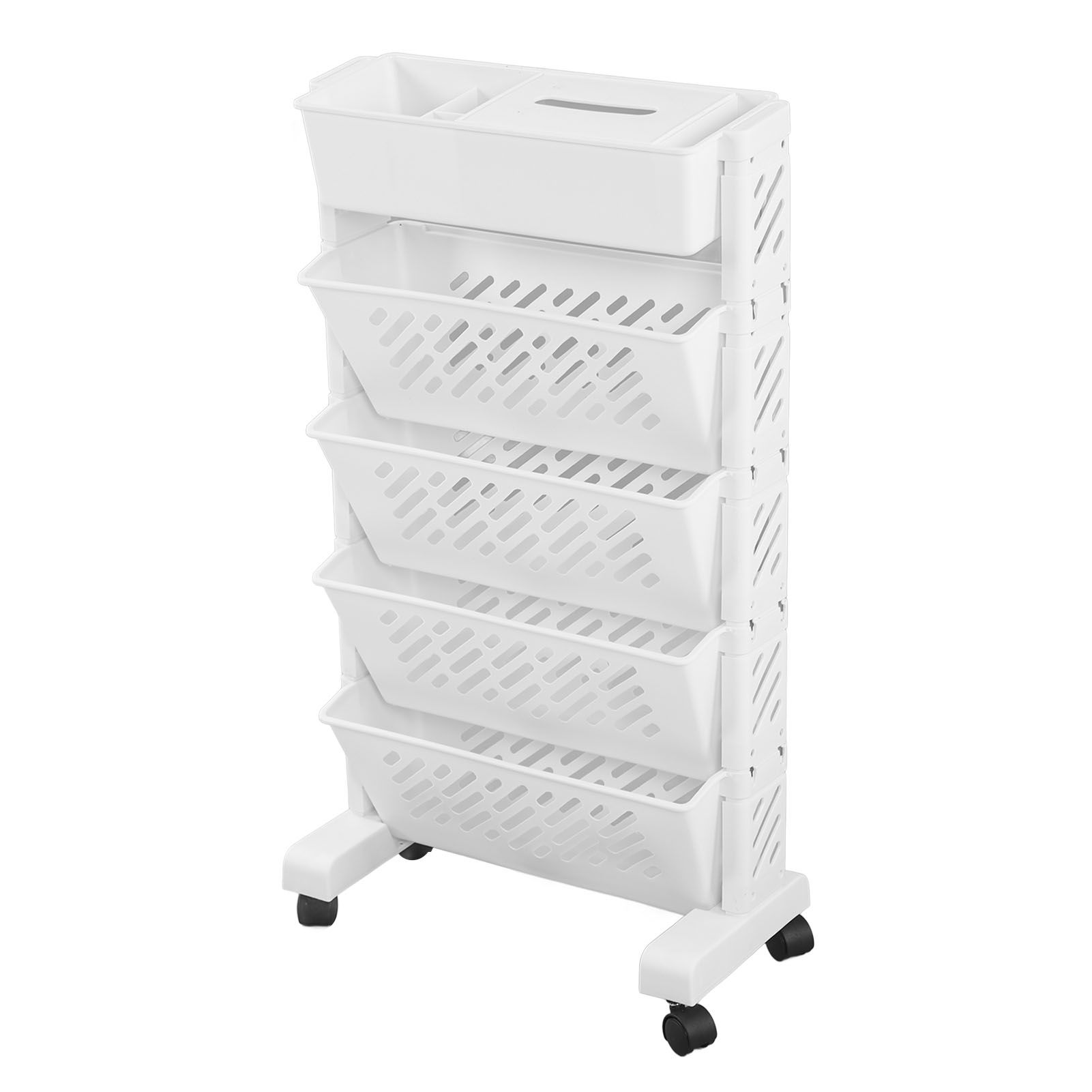 White Storage Organizer Shelf Removable Plastic Movable Bookshelf for Home Study Room 5 Layer - Image 4
